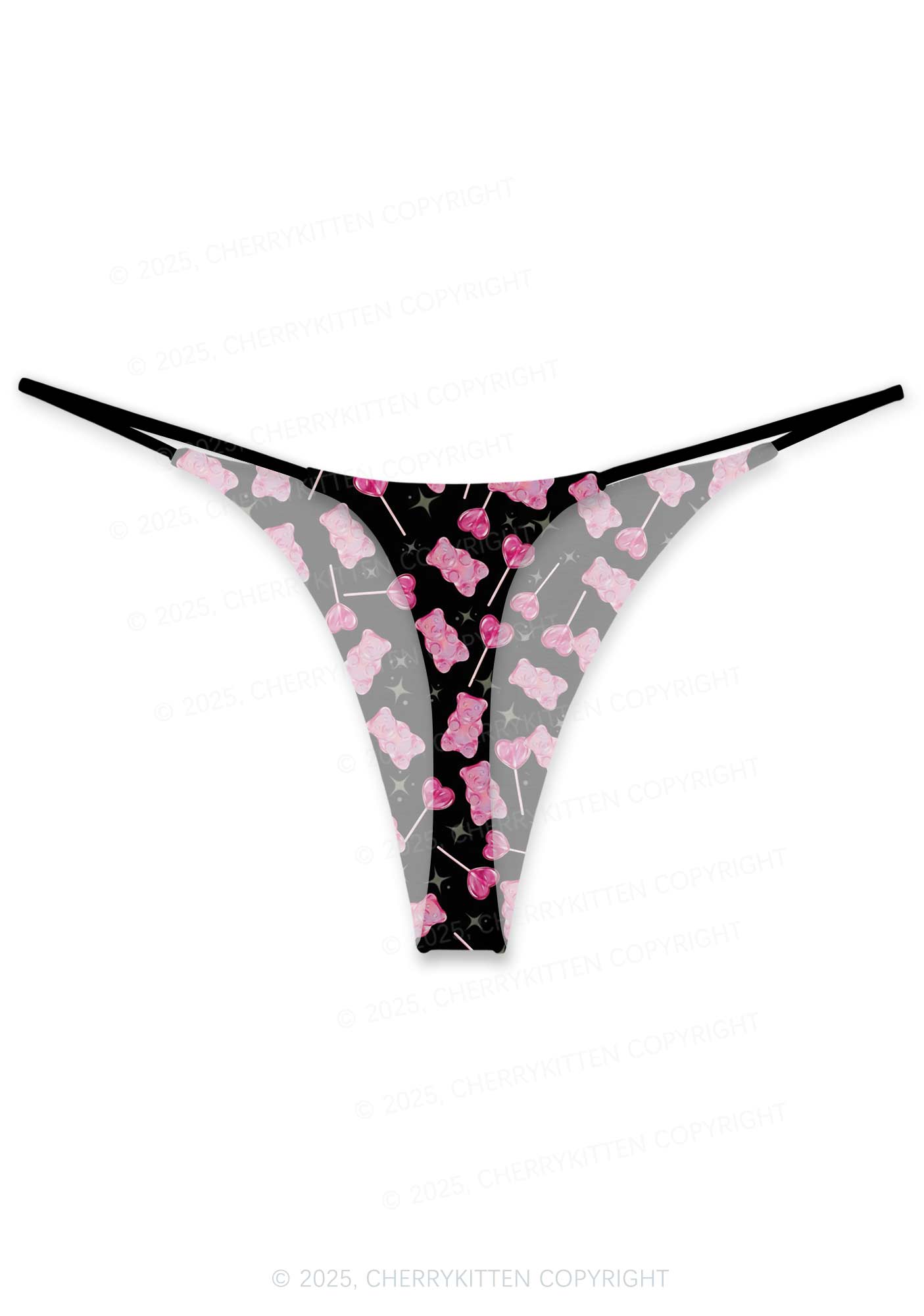 Lollipops Gummies Valentine's Day Y2K Print Couples Thong Set Cherrykitten
