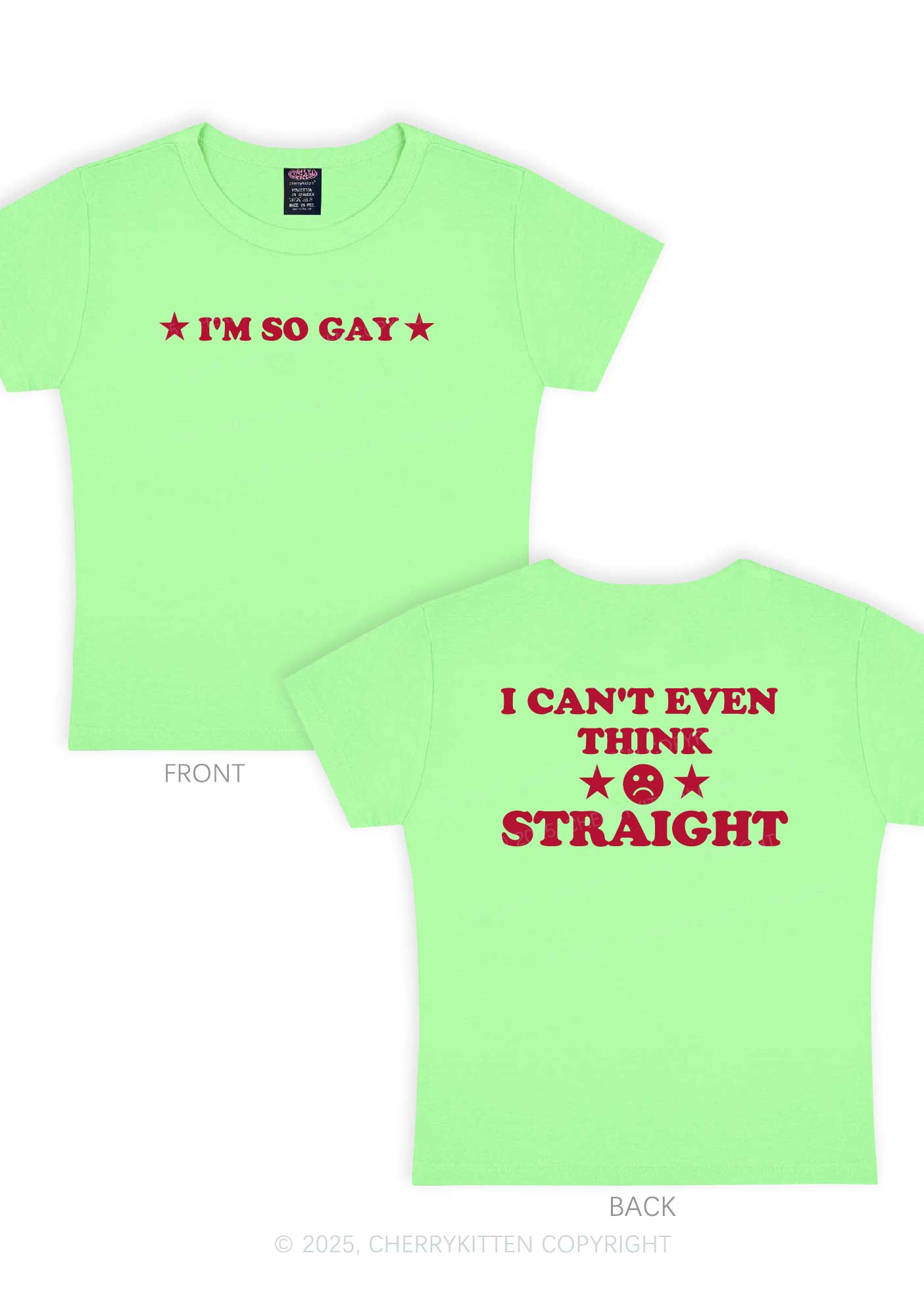 Im So Gay Two Sides Pride Y2K Baby Tee Cherrykitten