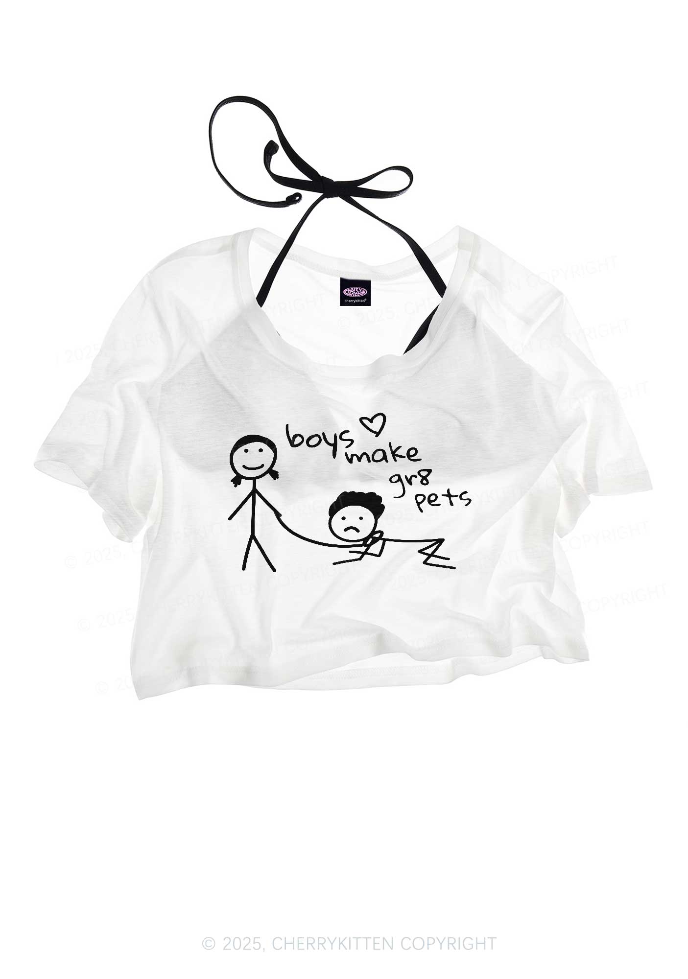 Boys Make Gr8 Pets Y2K Sheer Crop Tee Cherrykitten