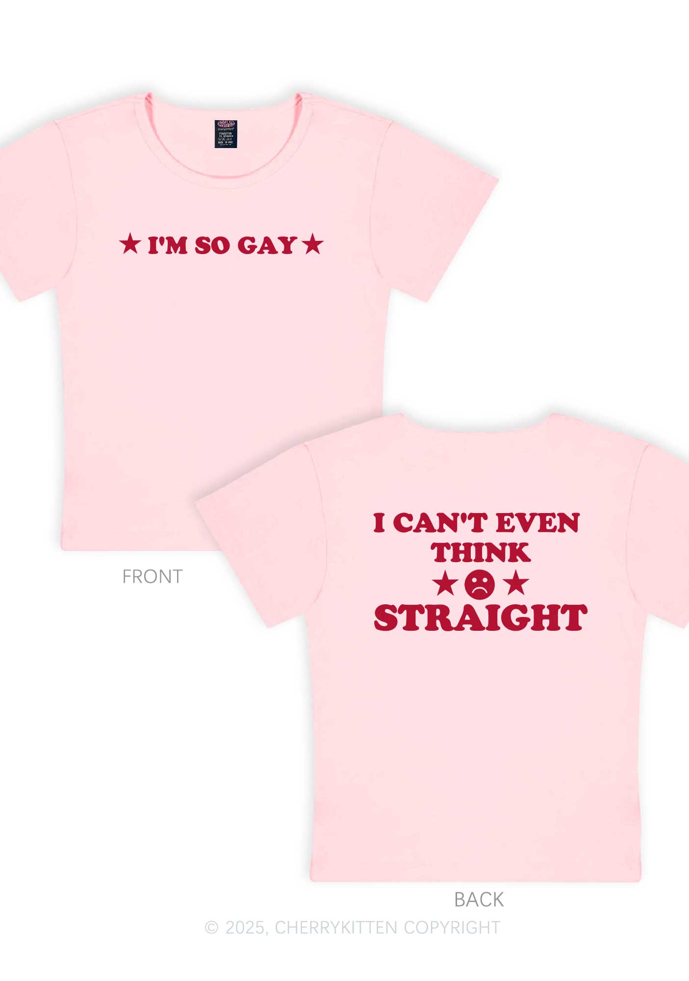 Im So Gay Two Sides Pride Y2K Baby Tee Cherrykitten