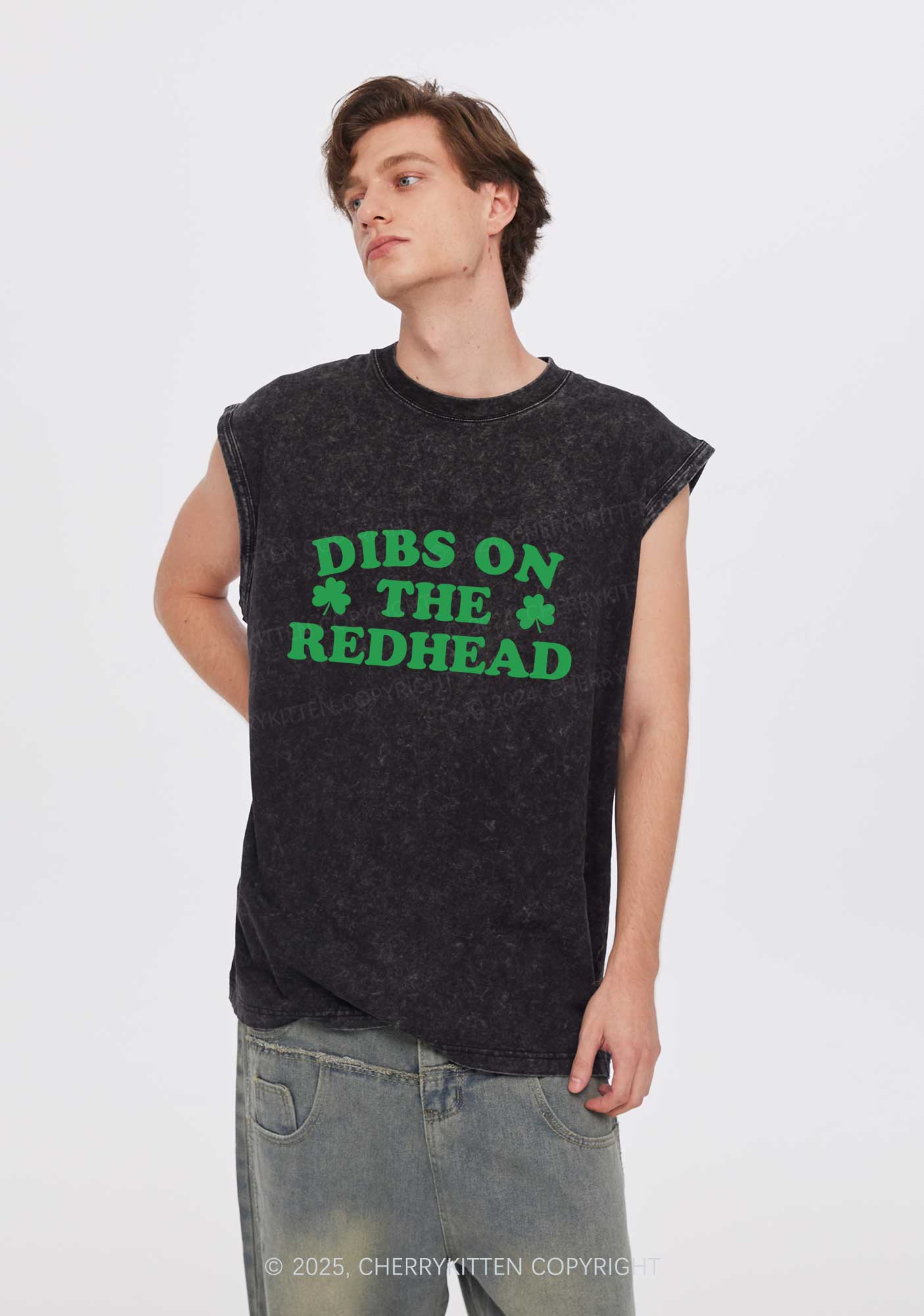 Dibs On The Redhead St Patricks Y2K Washed Tank Cherrykitten