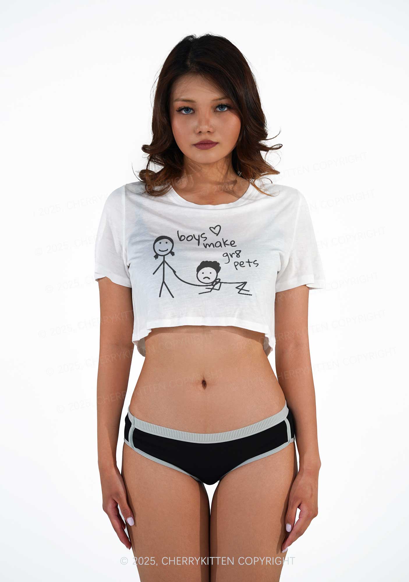 Boys Make Gr8 Pets Y2K Sheer Crop Tee Cherrykitten