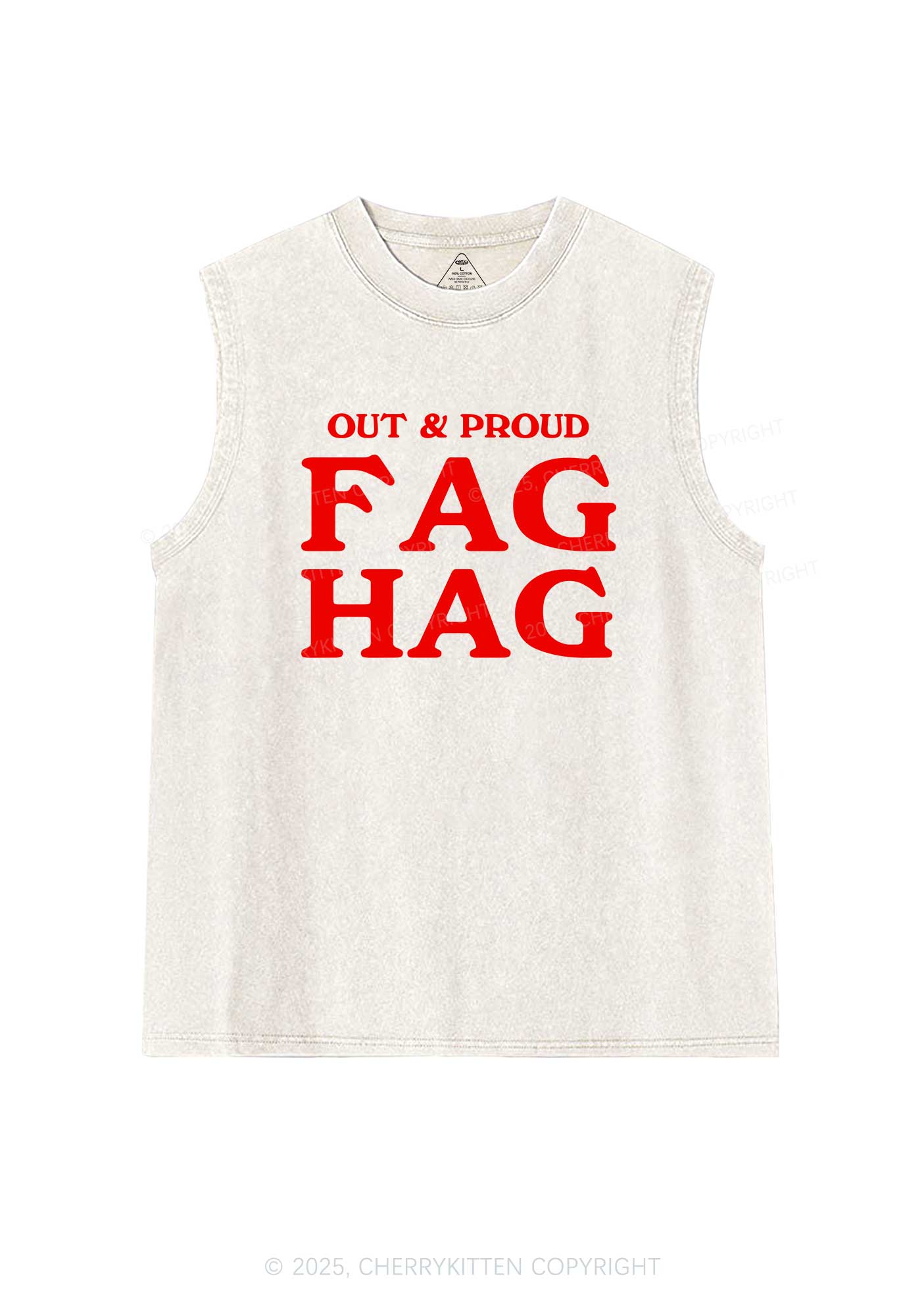 Fag Hag Pride Y2K Washed Muscle Tank Cherrykitten