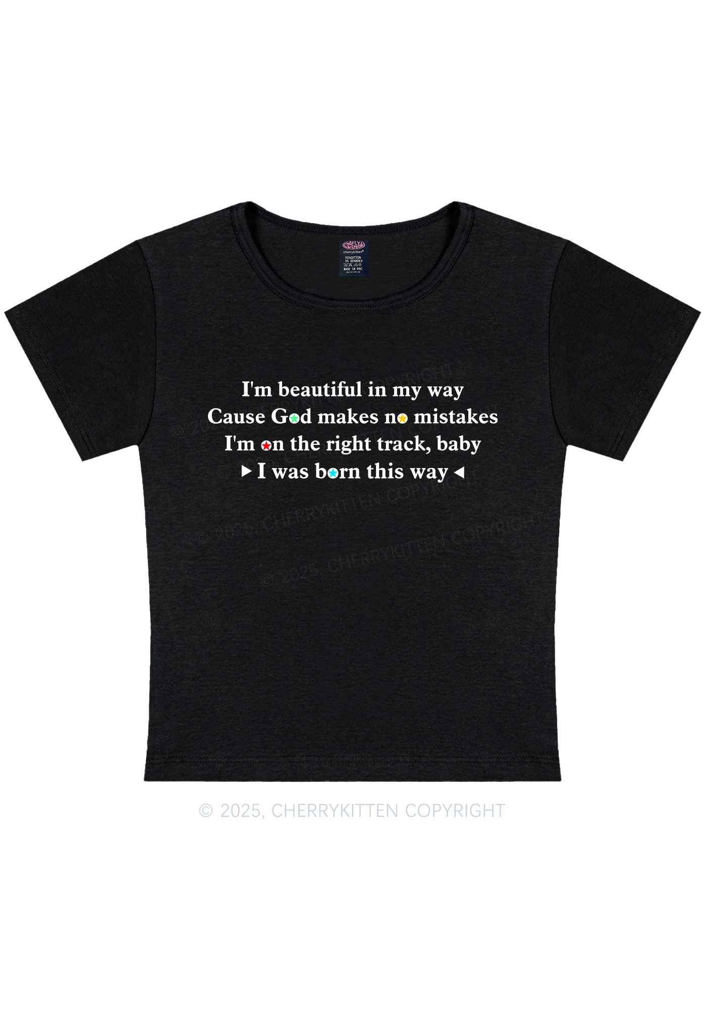 I Was Born This Way Pride Y2K Baby Tee Cherrykitten