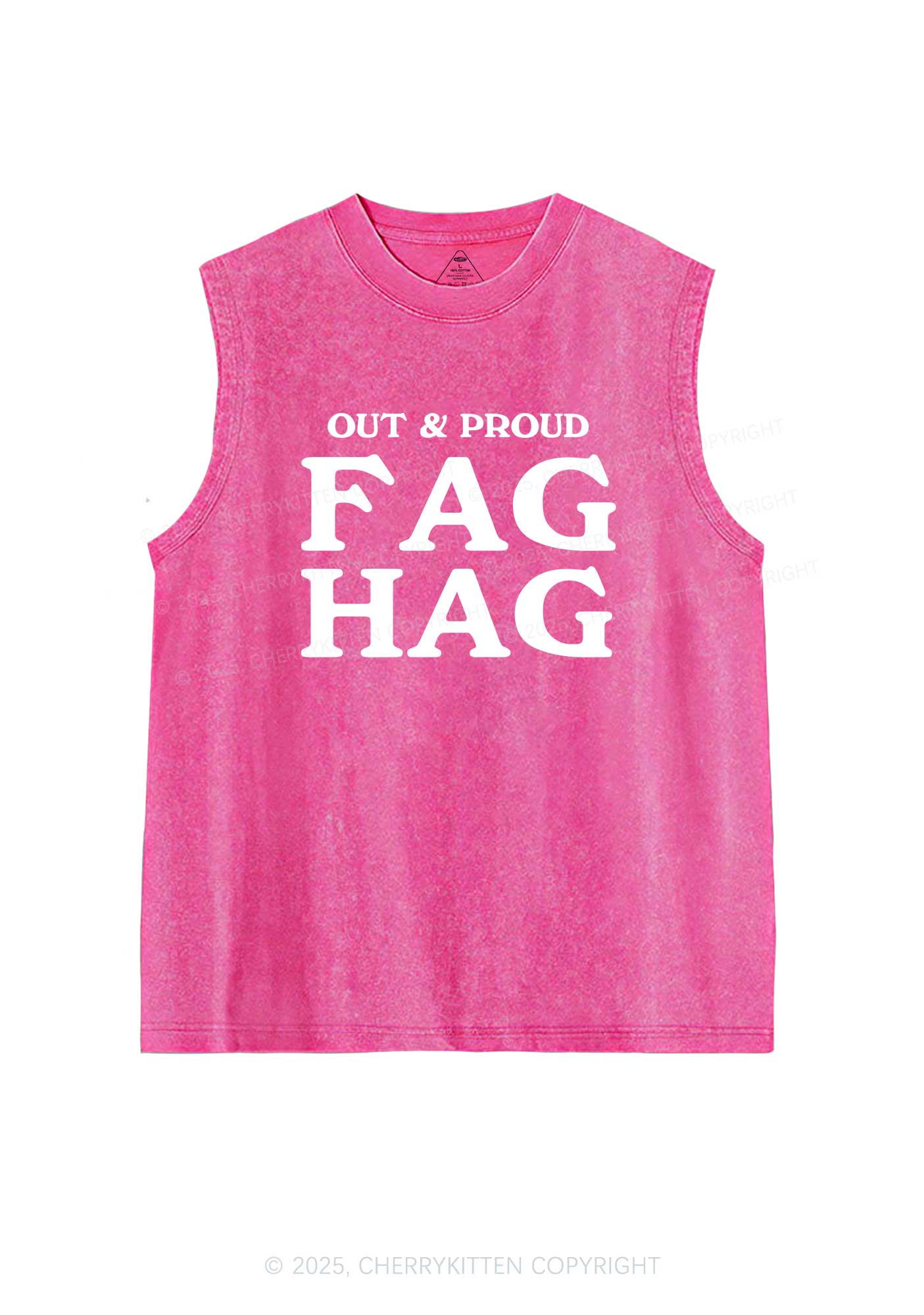 Fag Hag Pride Y2K Washed Muscle Tank Cherrykitten