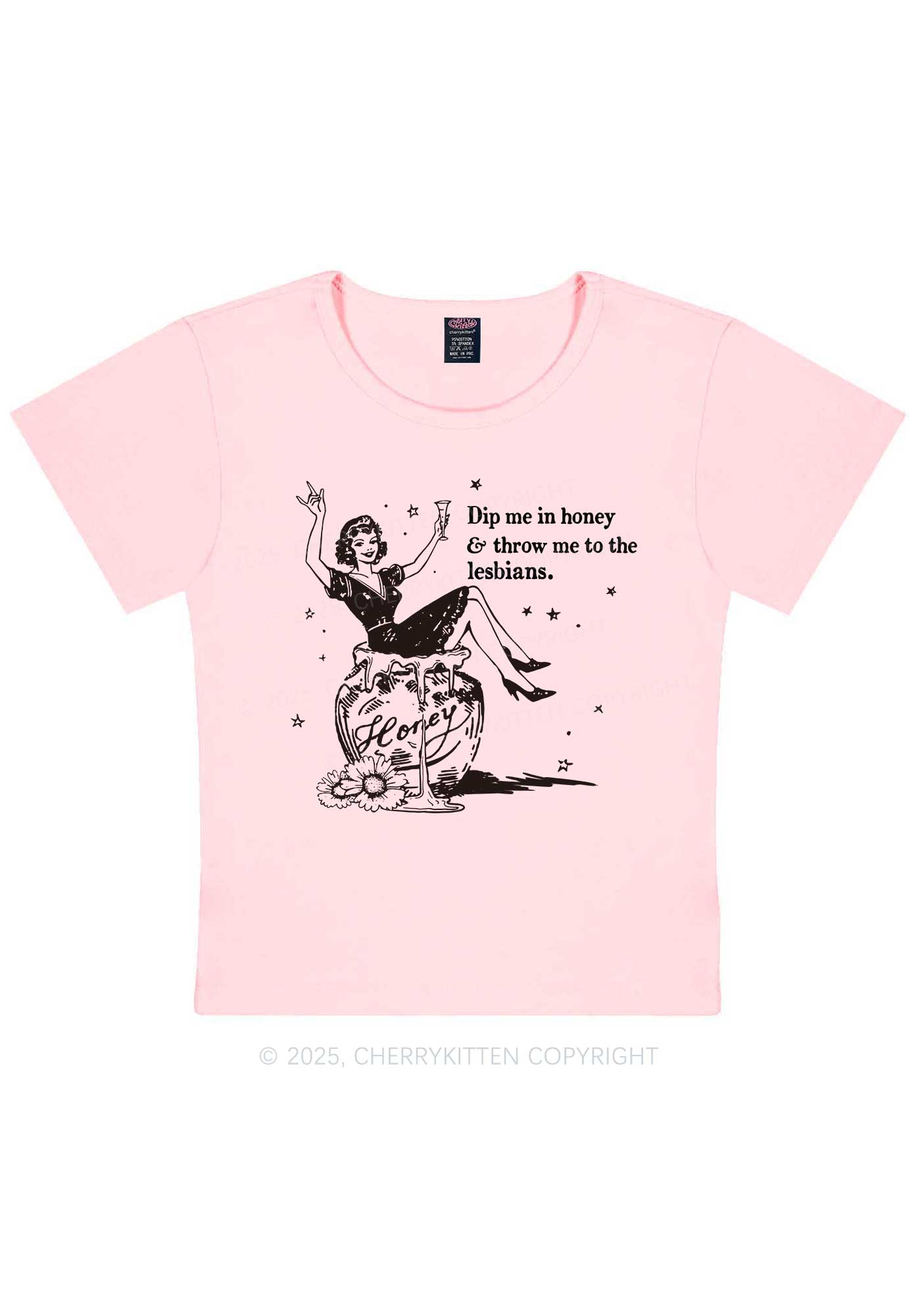 Throw Me To The Lesbians Pride Y2K Baby Tee Cherrykitten