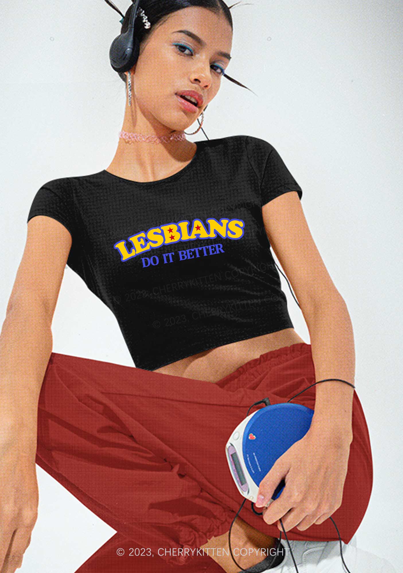 Lesbians Do It Better Y2K Baby Tee Cherrykitten