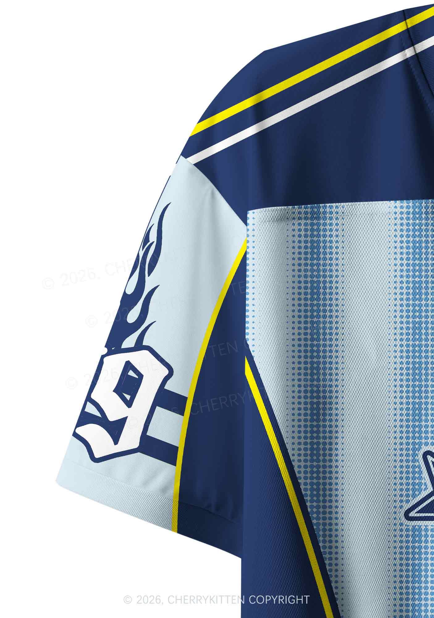 Blue Stripes Faggot Pride Y2K Crop Sport Jersey Shirts Cherrykitten