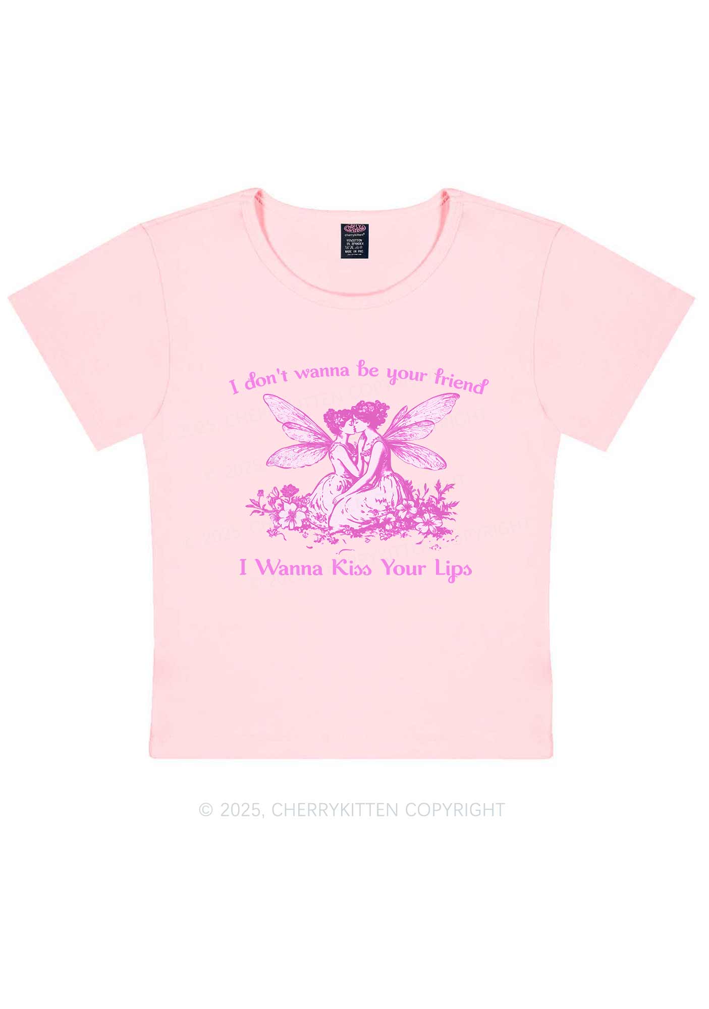 I Wanna Kiss Your Lips Pride Y2K Baby Tee Cherrykitten