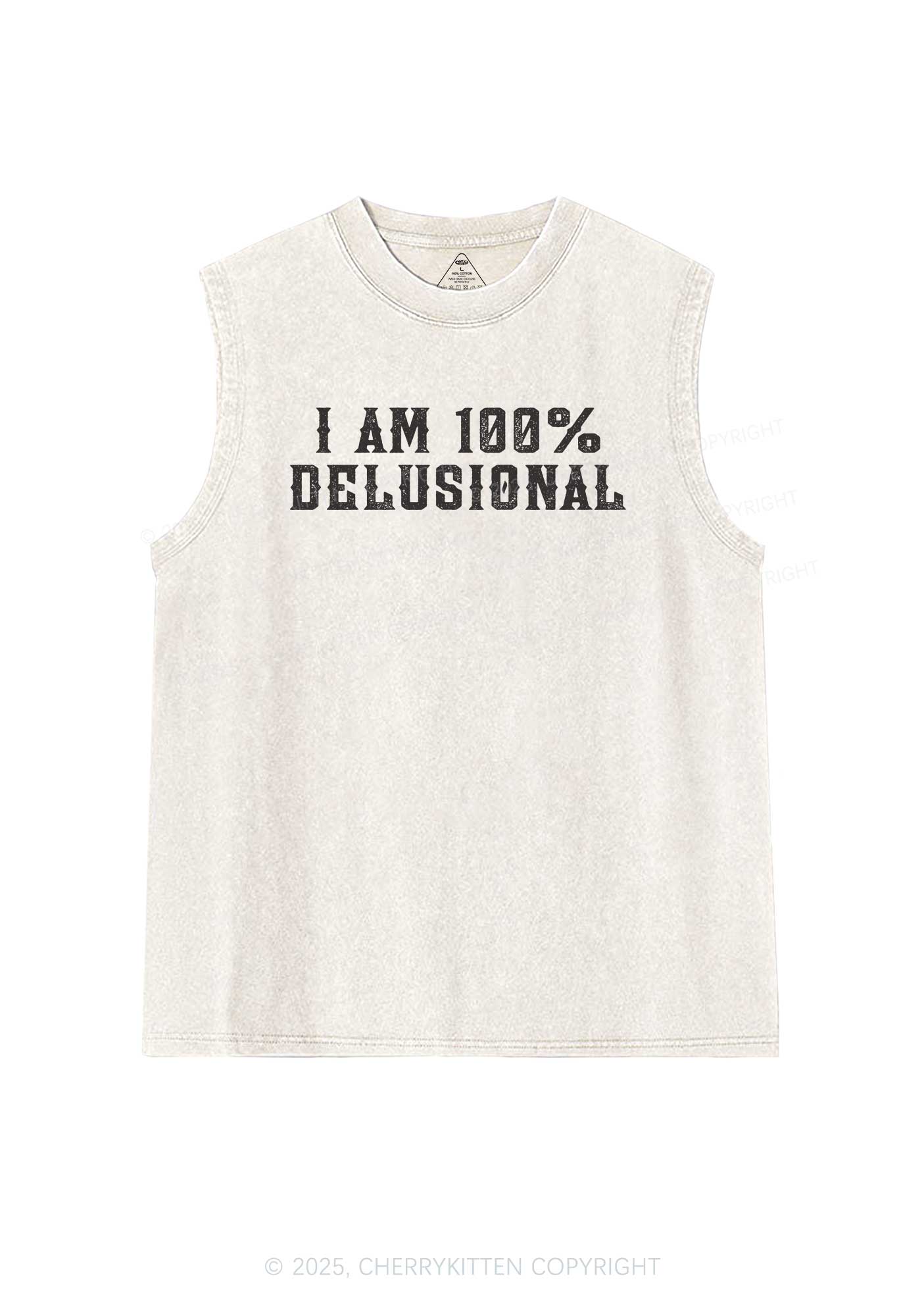 I Am Delusional Y2K Washed Tank Cherrykitten