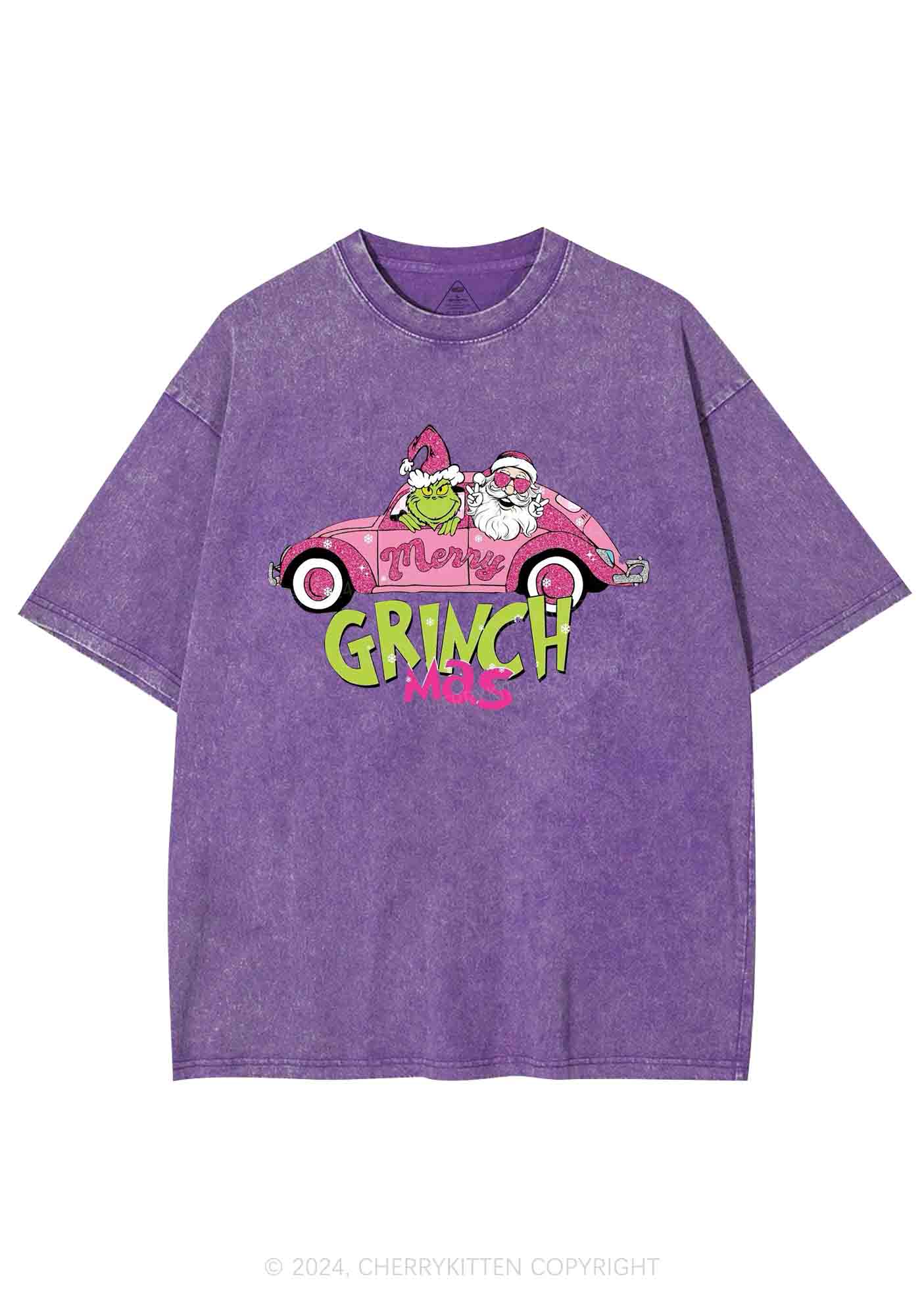 Christmas Pink Car Y2K Washed Tee Cherrykitten