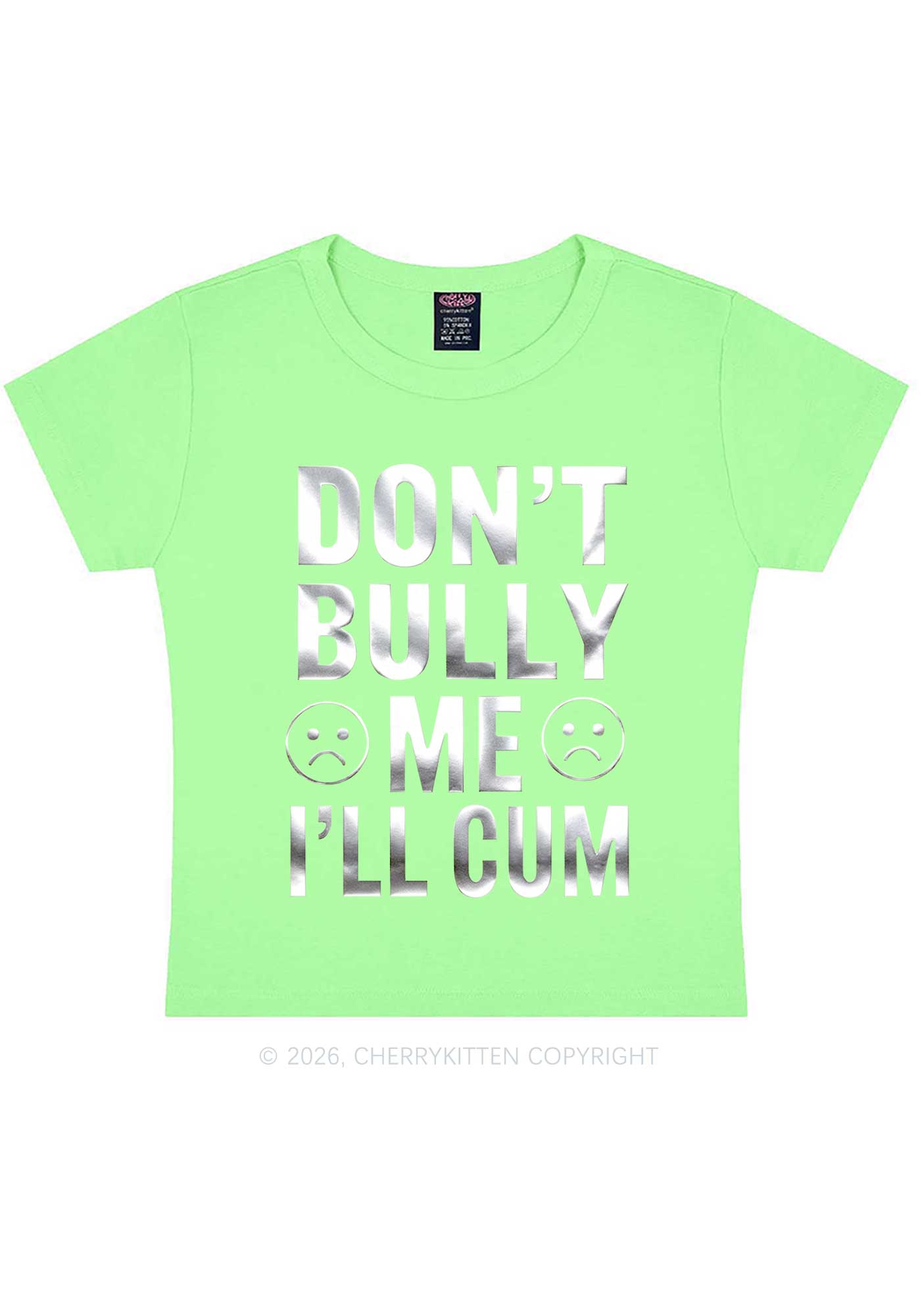 Dont Bully Me Silver Foil Printed Y2K Baby Tee Cherrykitten