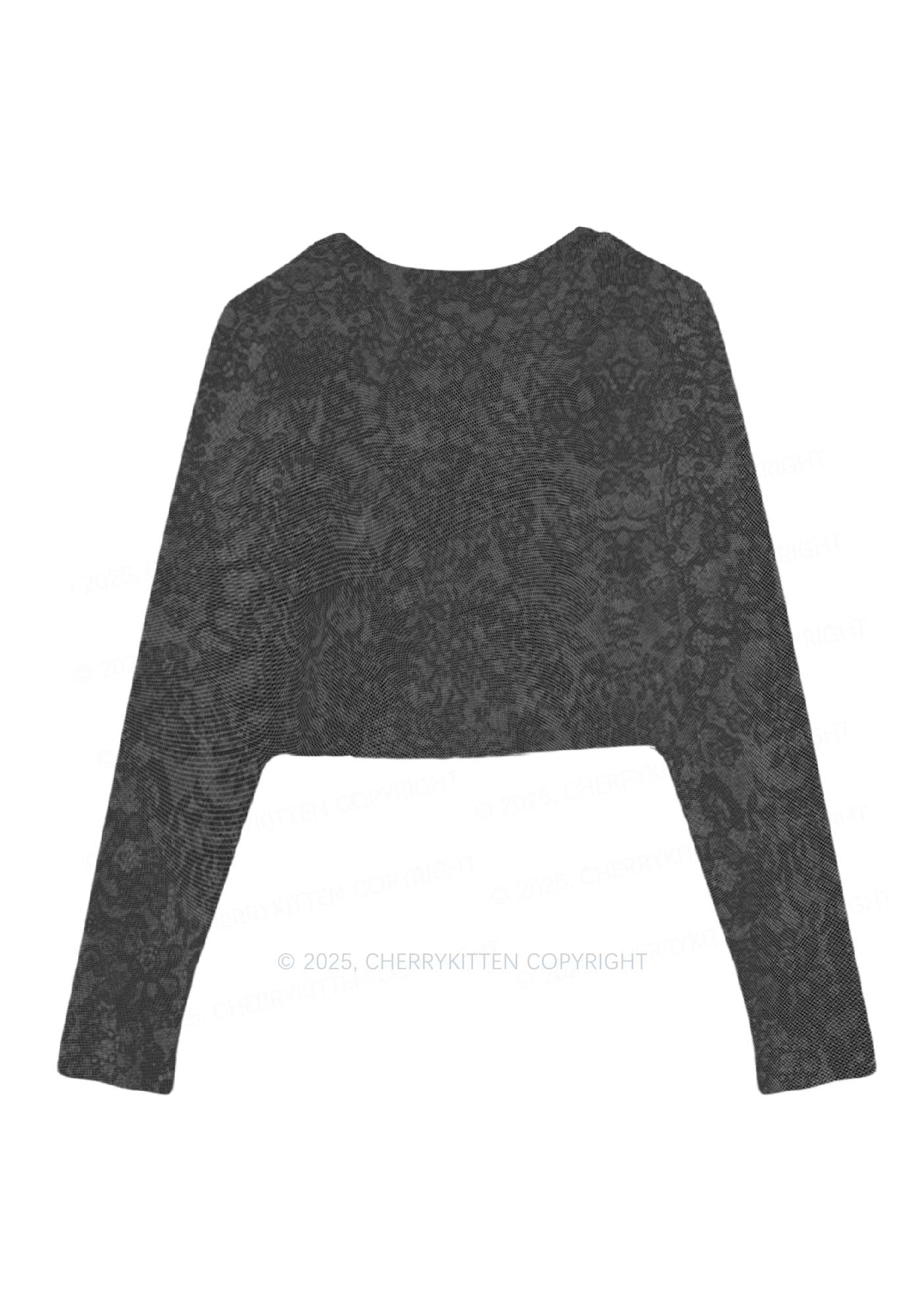 Skeleton Hand Txts Y2K Mesh Long Sleeve Crop Top Cherrykitten