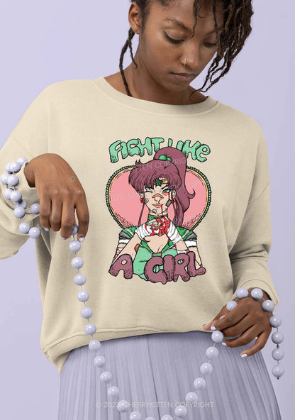 Fight Like A Ponytail Girl Halloween Y2K Sweatshirt Cherrykitten