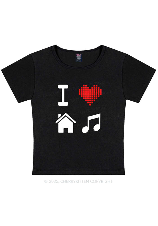 I Love House Music Y2K Baby Tee Cherrykitten