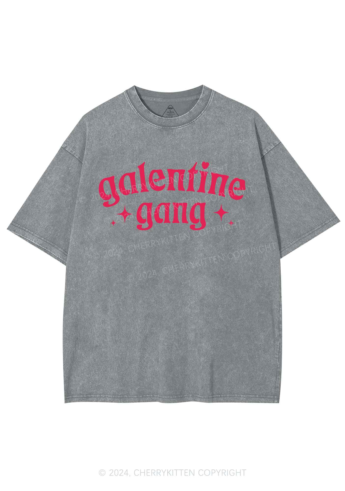 Galentine Gang Y2K Valentine's Day Washed Tee Cherrykitten