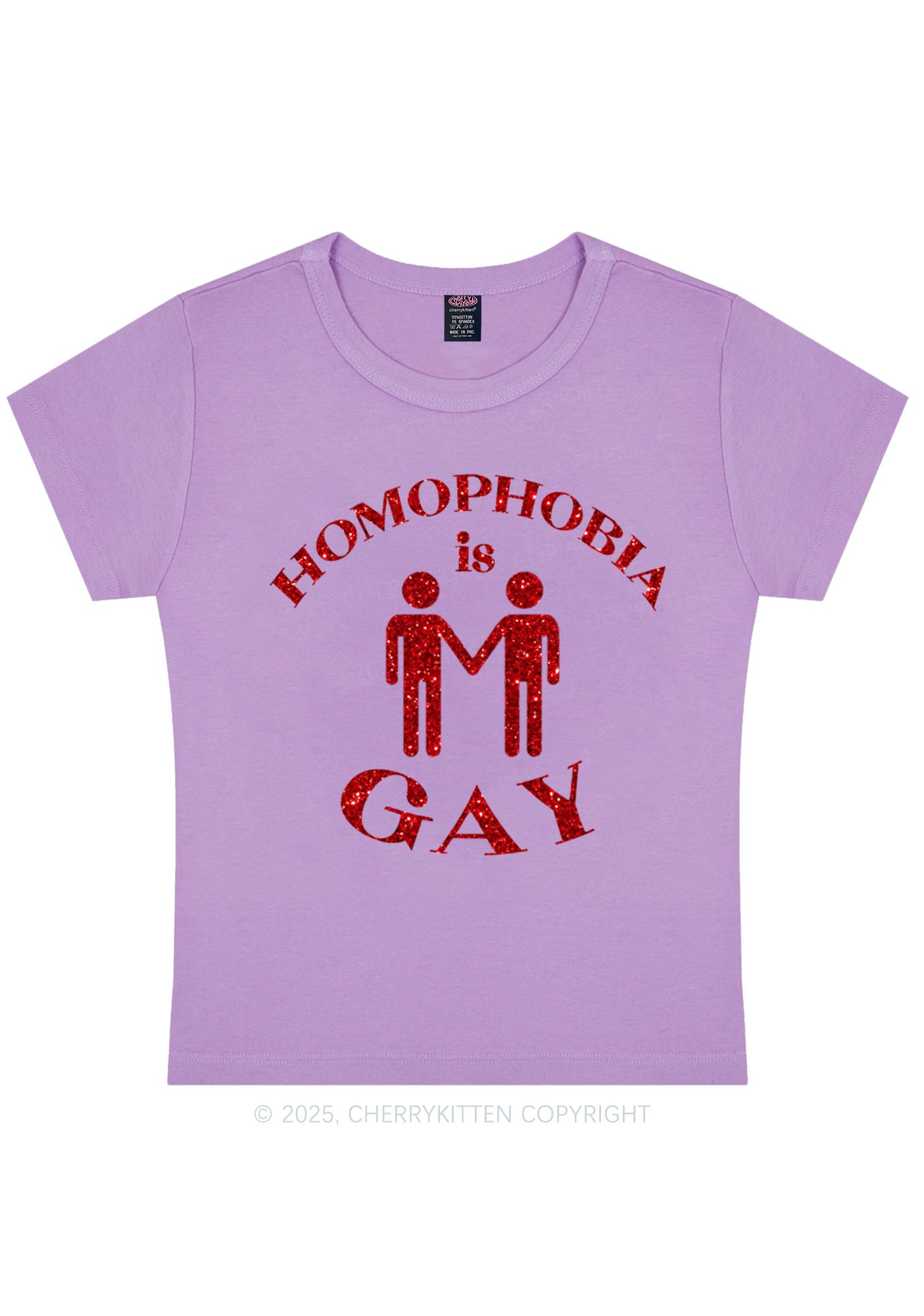 Glitter Homophobia Is Gay Pride Y2K Baby Tee Cherrykitten