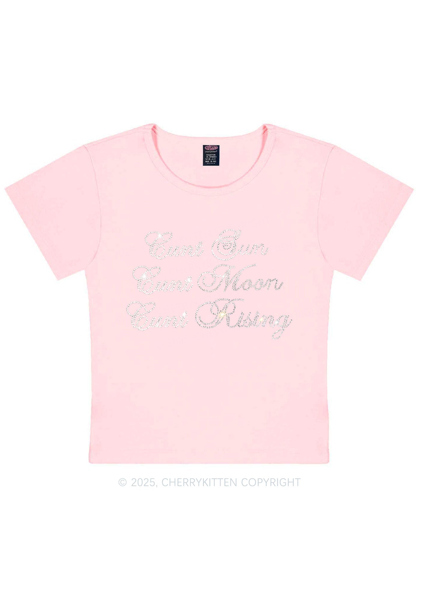 Rhinestone Sun Moon Rising Y2K Baby Tee Cherrykitten