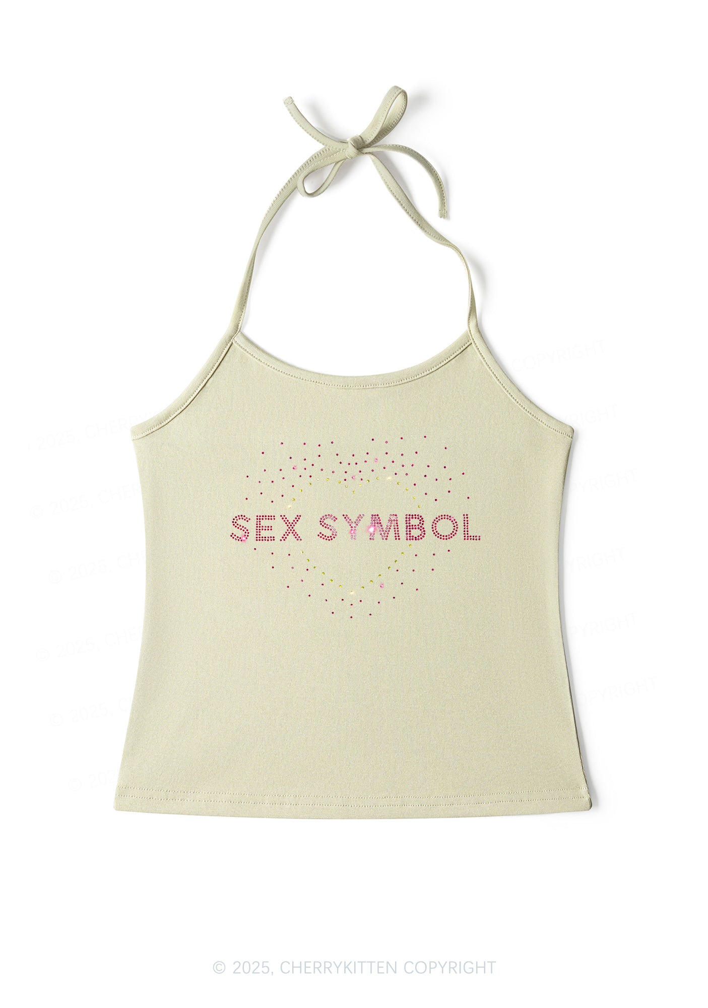 Rhinestone Sx Symbol Y2K Halter Neck Cami Cherrykitten