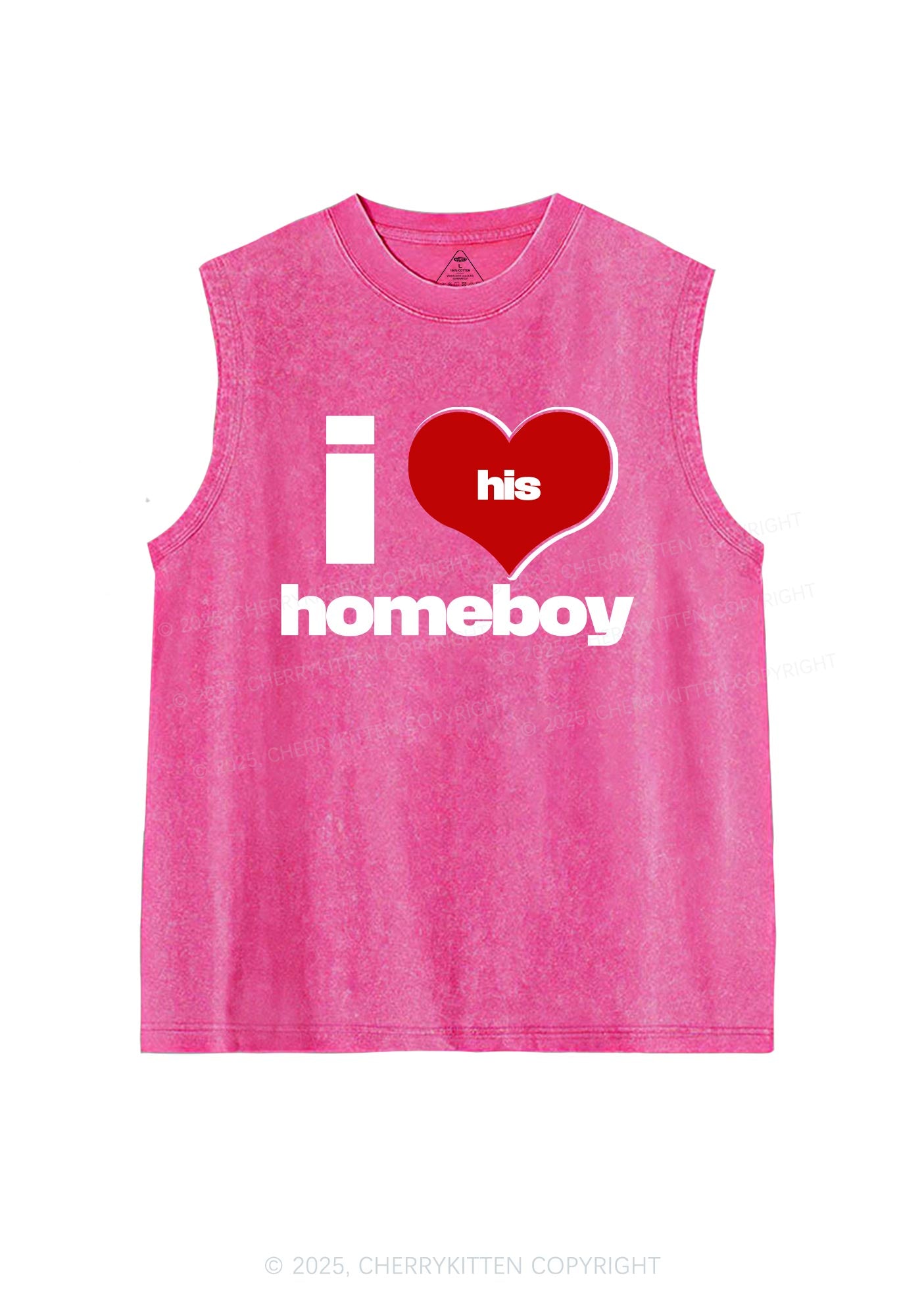 I Love His Homeboy Y2K Washed Muscle Tank Cherrykitten