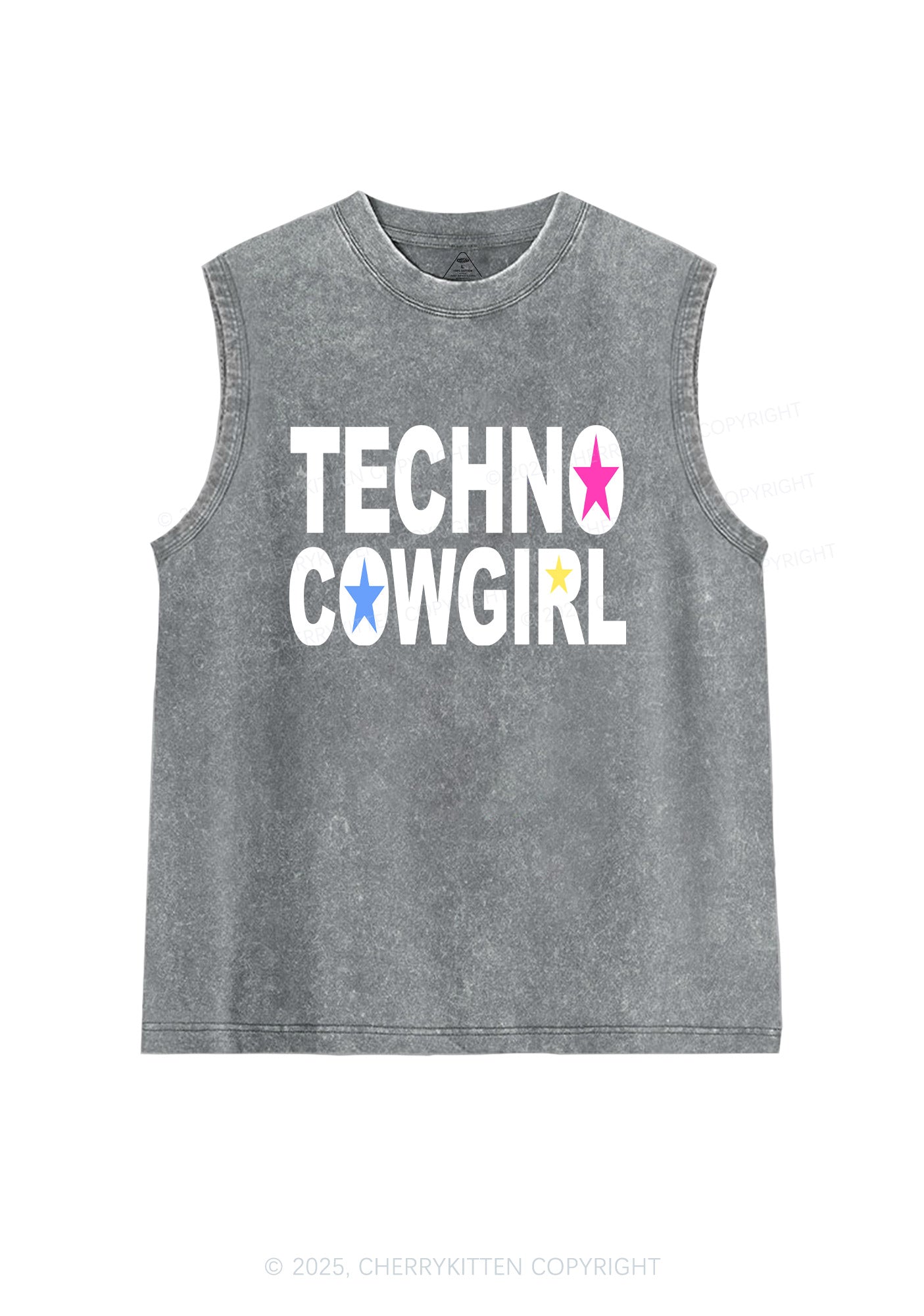 Techno Cowgirl Y2K Washed Muscle Tank Cherrykitten