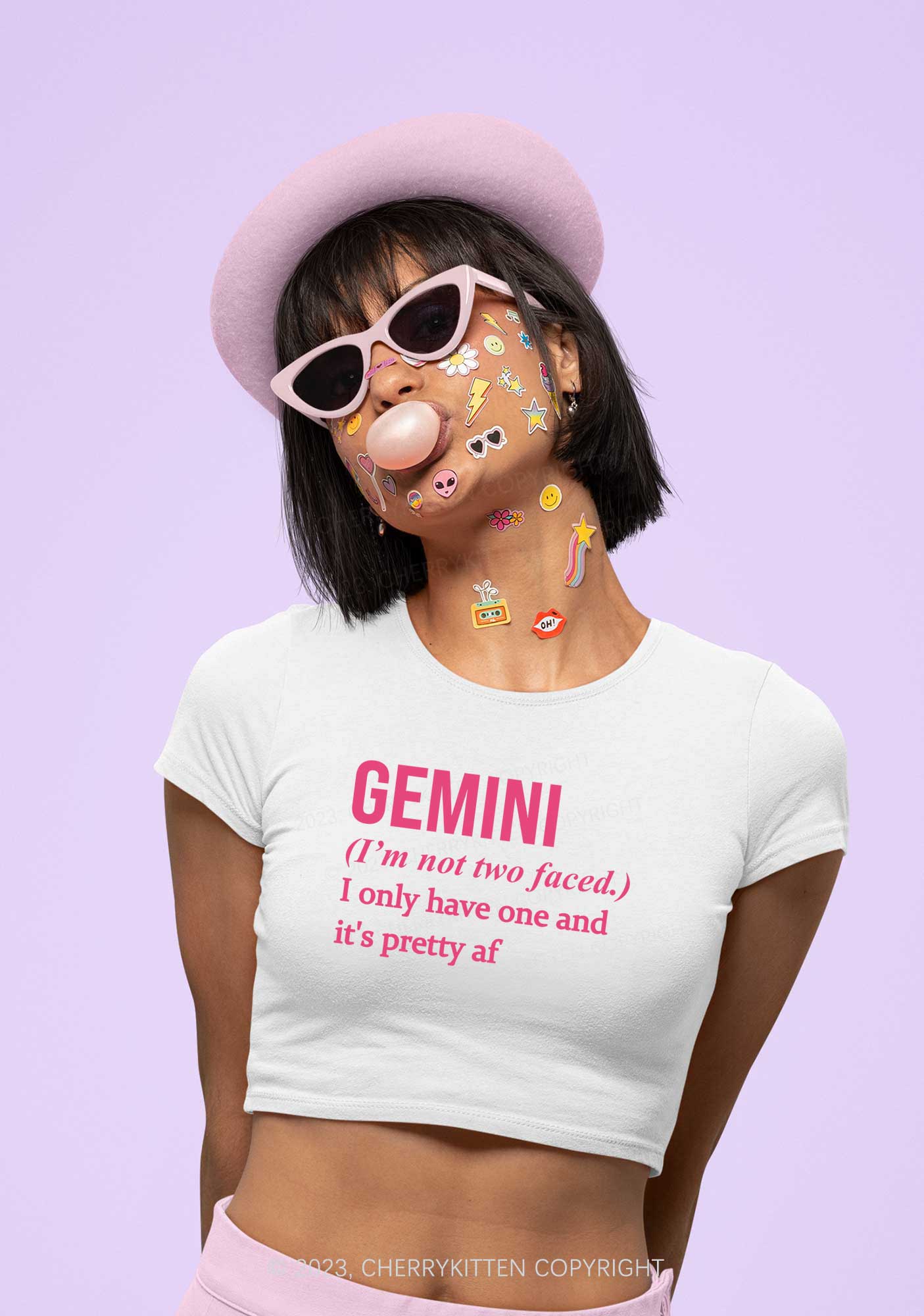 Pretty Gemini Y2K Baby Tee Cherrykitten