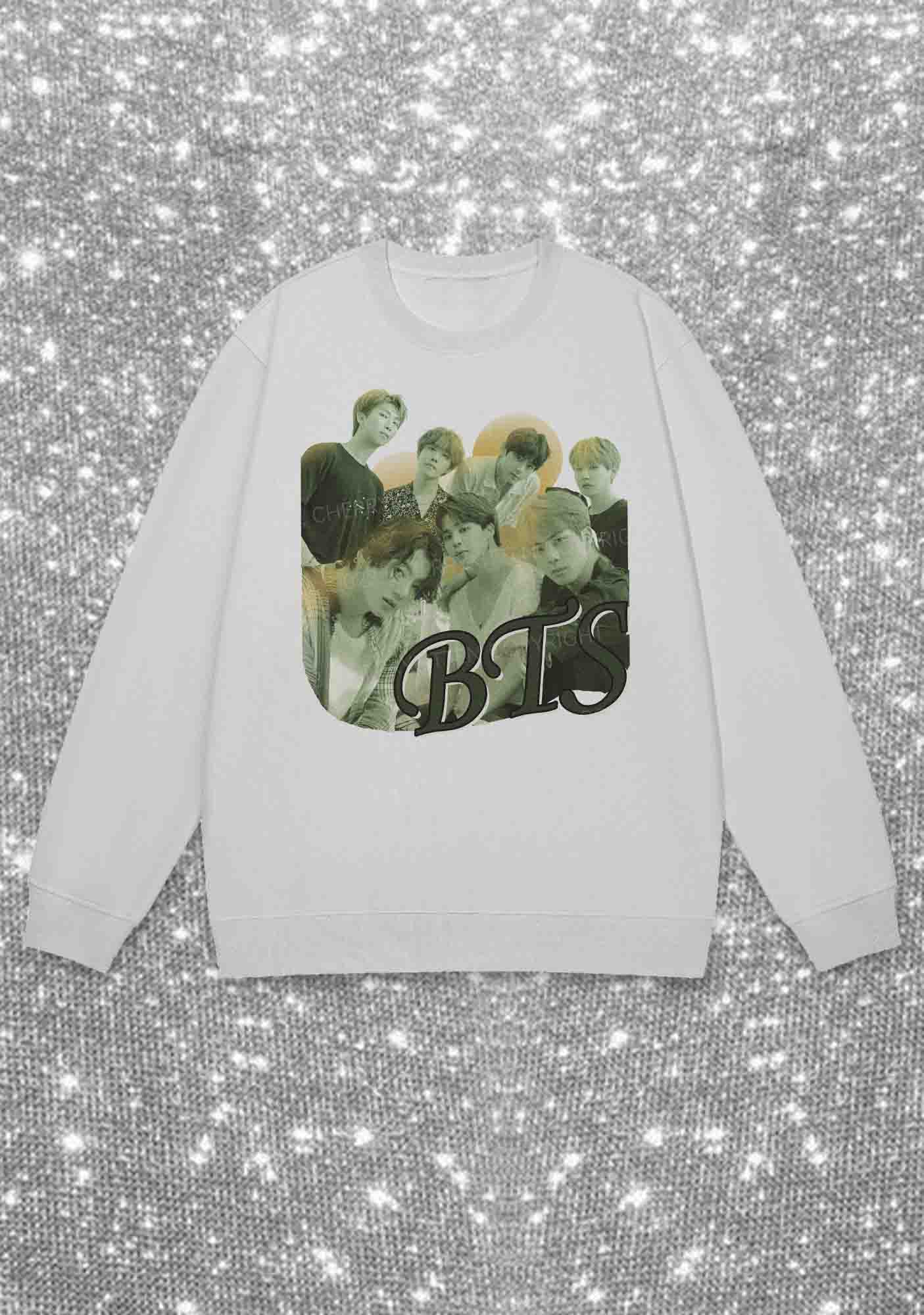 Green Bangtan Kpop Y2K Sweatshirt Cherrykitten