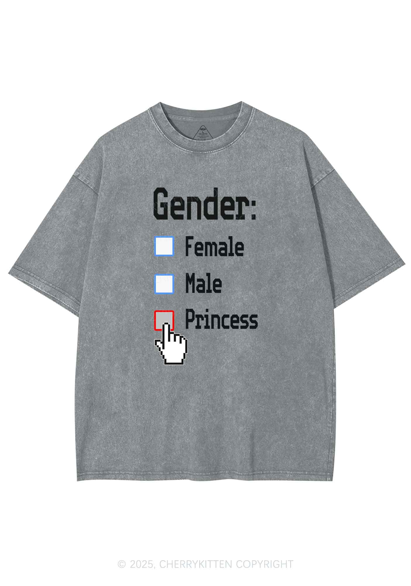 Gender Princess Pride Y2K Shirts Washed Tee Cherrykitten