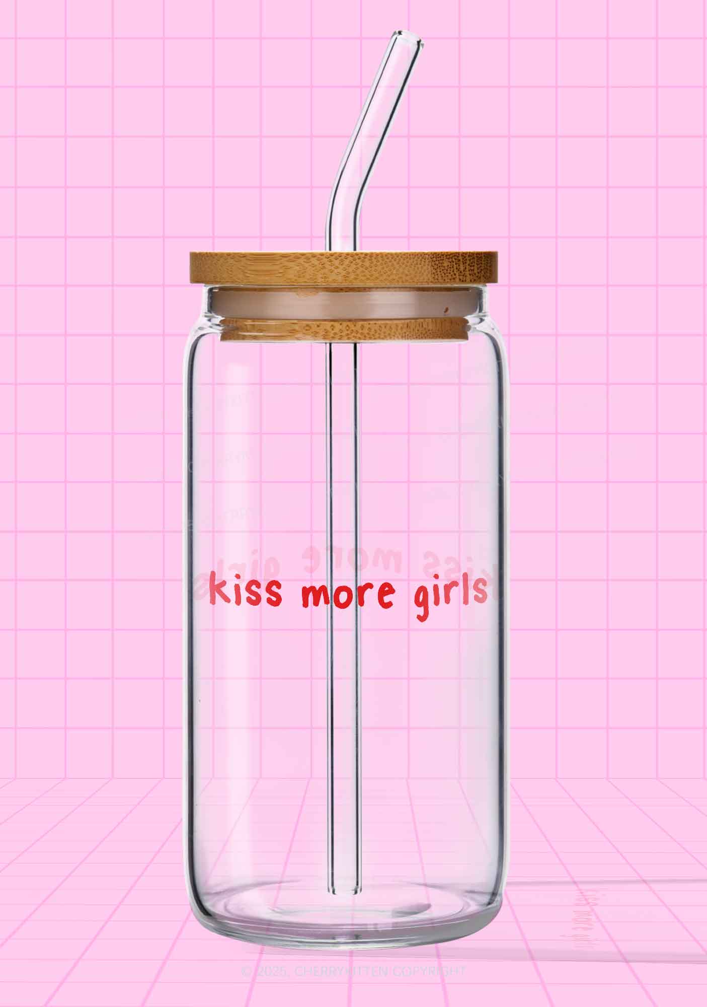 Kiss More Girls Pride Y2K Printed Glass Cup Cherrykitten