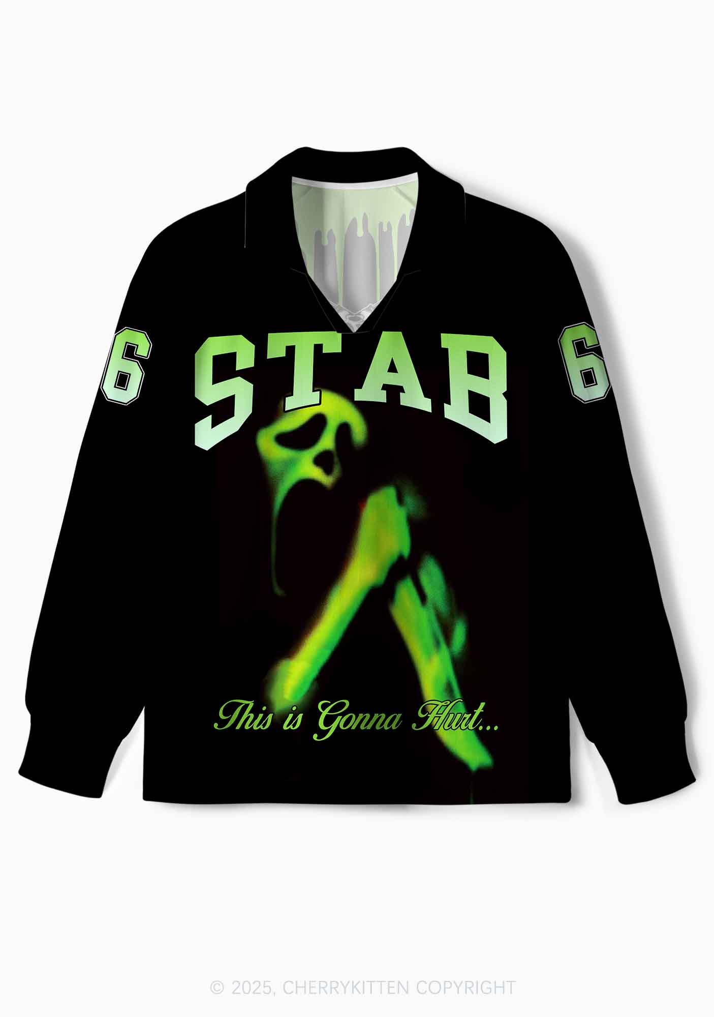 Custom Halloween Black Stab Ghost Y2K Long Sleeve Sport Jersey Shirts Cherrykitten