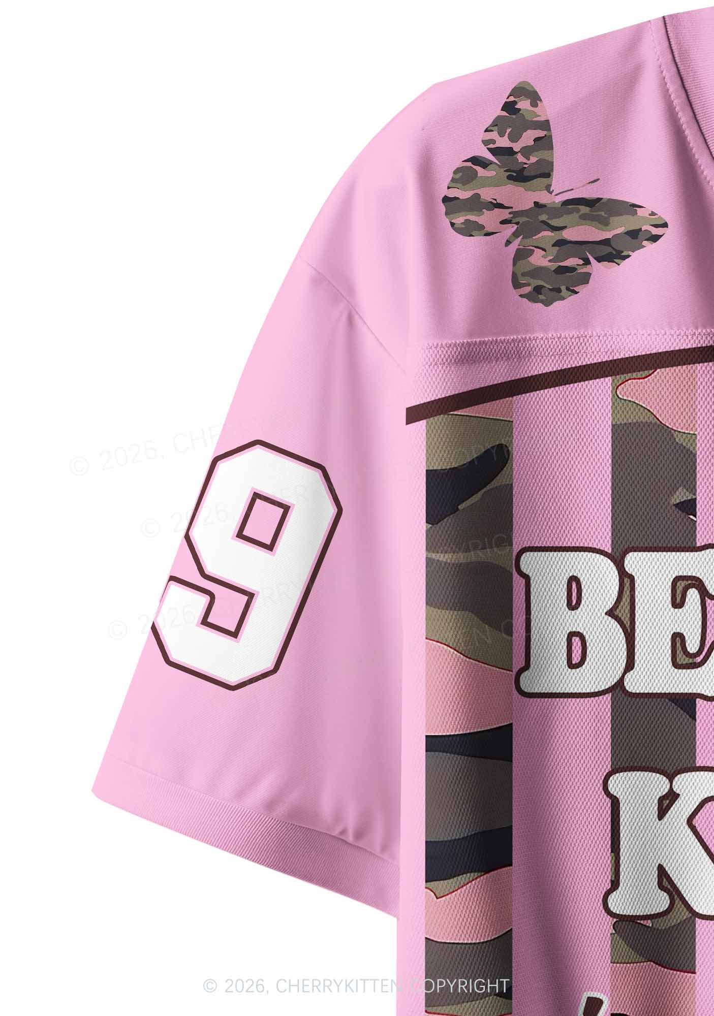 Best Girl Kisser Pink Camouflage Pride Y2K Crop Sport Jersey Shirts Cherrykitten