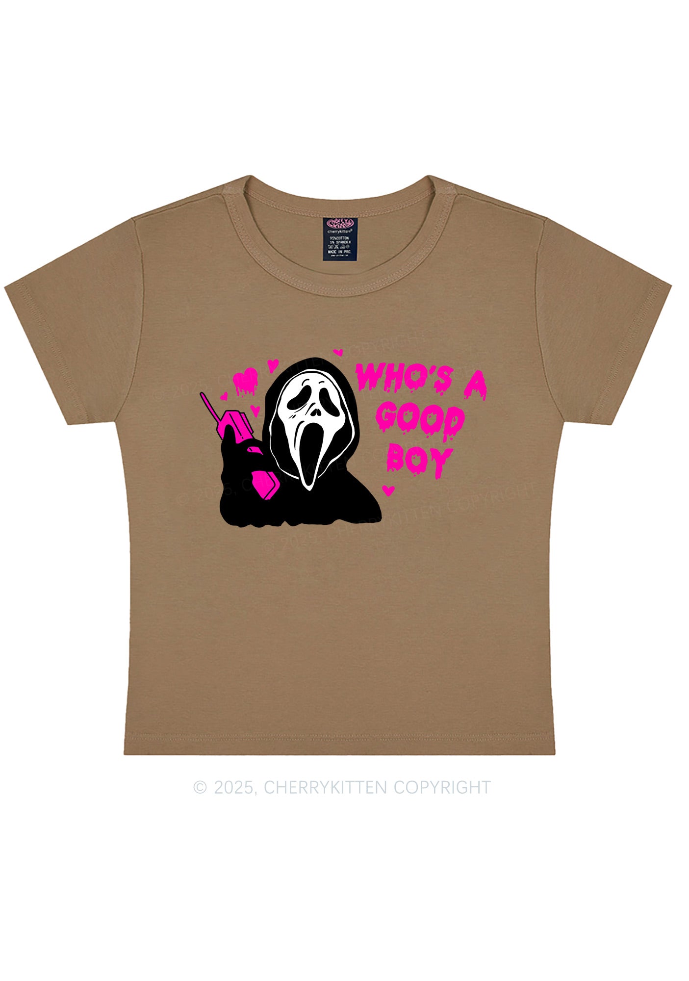 Halloween Whos Good Boy Y2K Baby Tee Cherrykitten