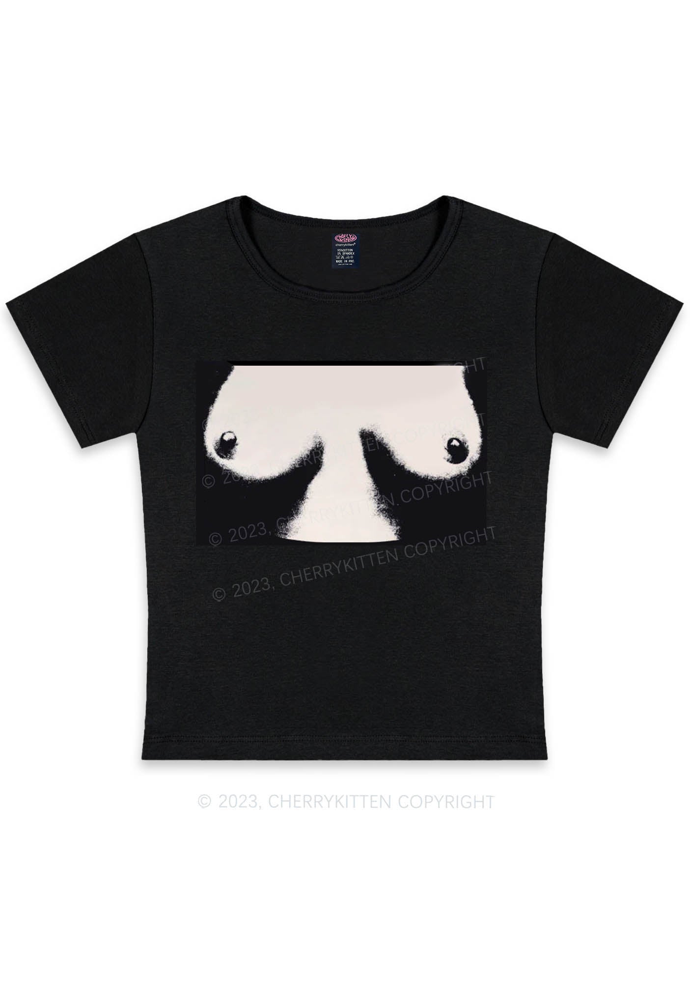 Curvy Txts In Frame Y2K Baby Tee Cherrykitten