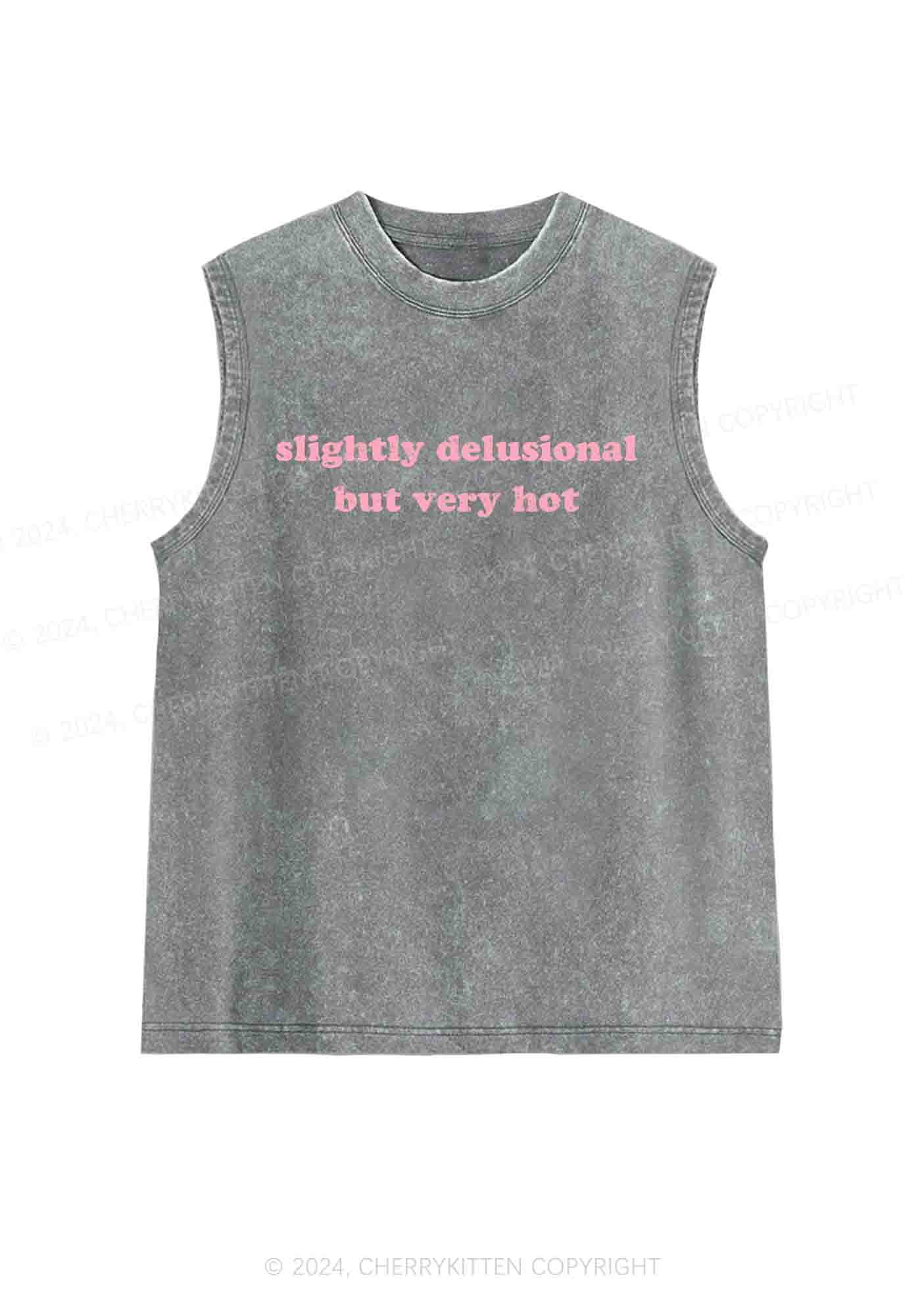 Slightly Delusional But Very Hot Y2K Washed Tank Cherrykitten