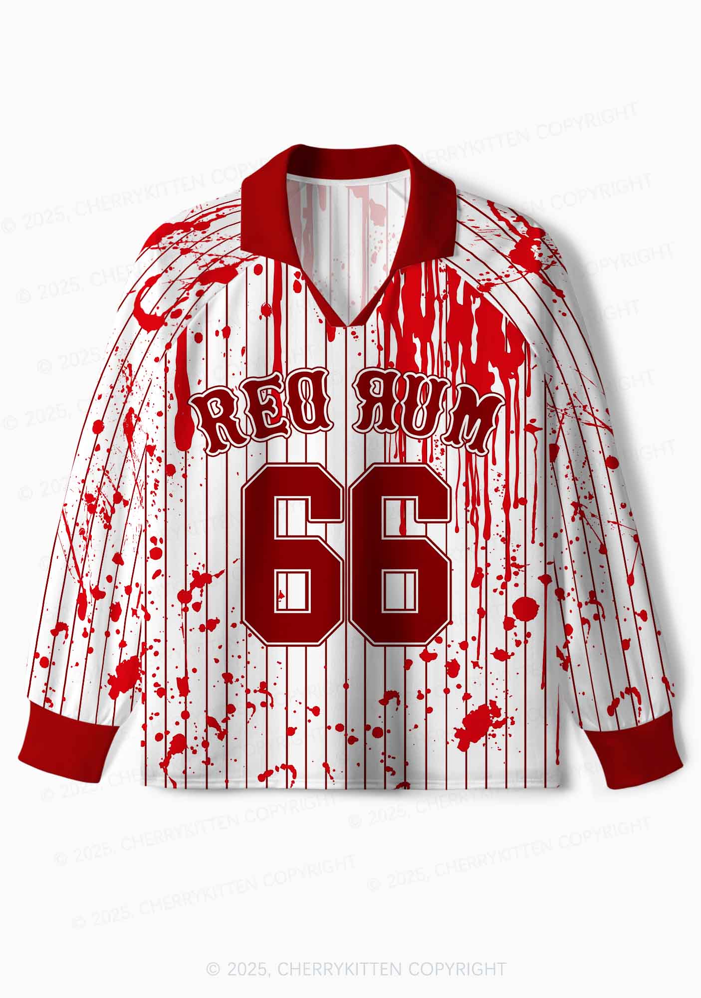 Halloween Custom Red Rum Blood Y2K Sport Long Sleeve Jersey Shirts Cherrykitten