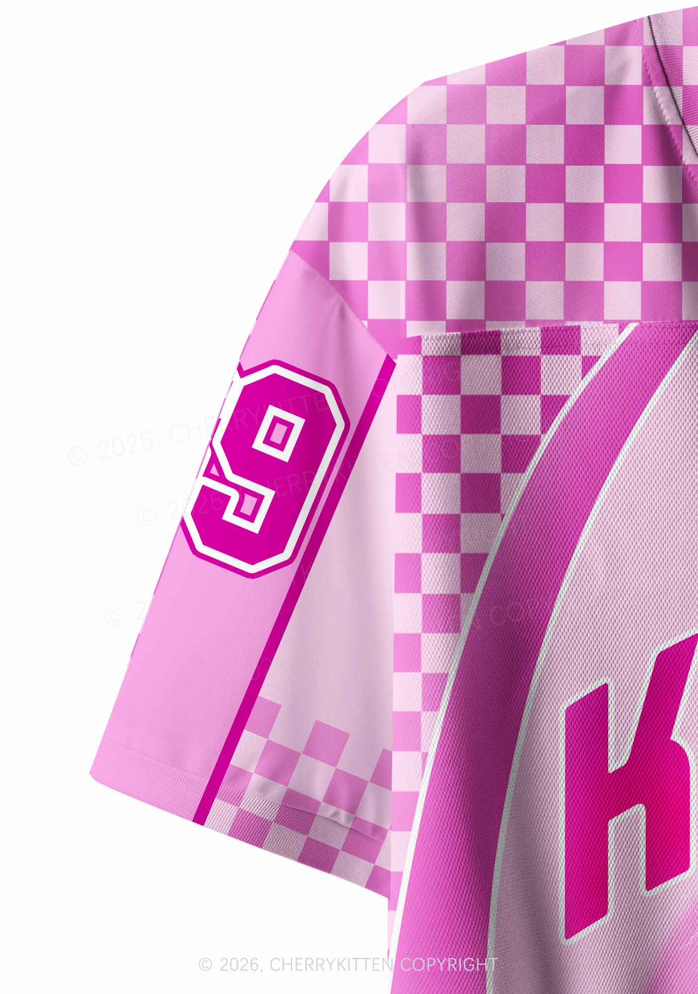 Pink Dolphin Heart Y2K Crop Sport Jersey Shirts Cherrykitten