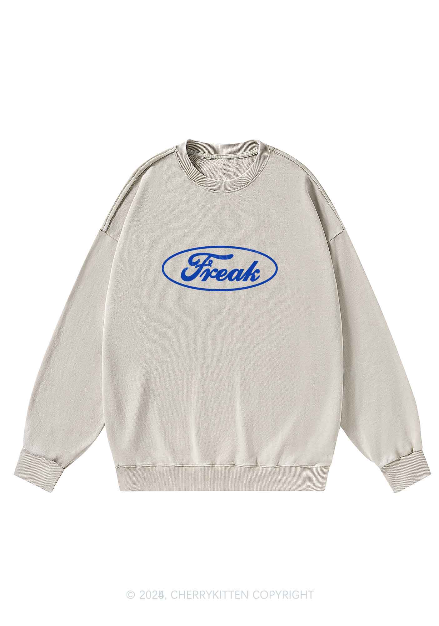 Oval Freak Y2K Washed Sweatshirts Cherrykitten
