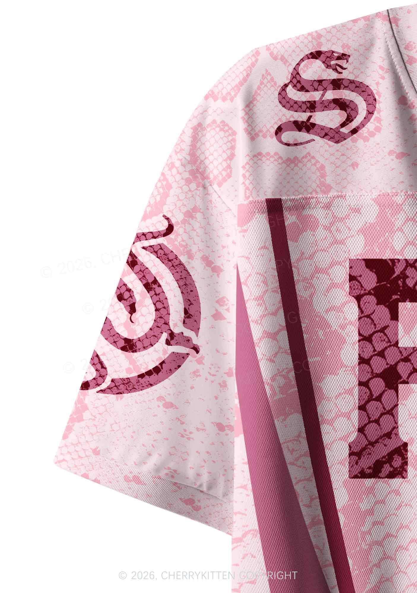 Pink Snakeskin Texture Faggot Pride Y2K Crop Sport Jersey Shirts Cherrykitten