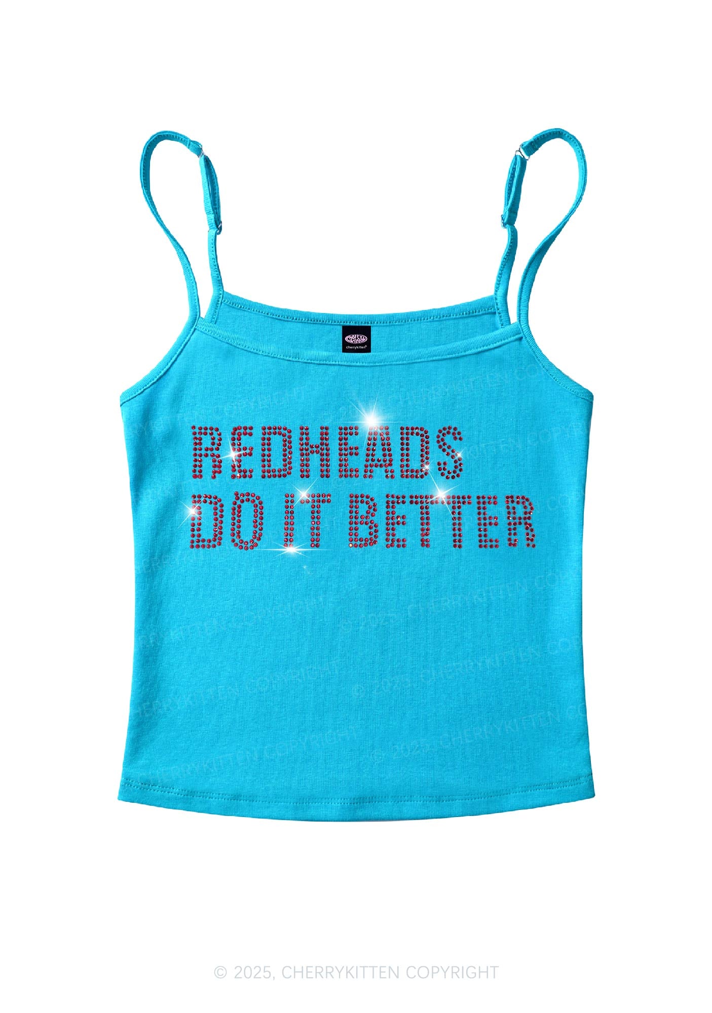 Rhinestone Redheads Do It Better Y2K Spaghetti Strap Cami Cherrykitten