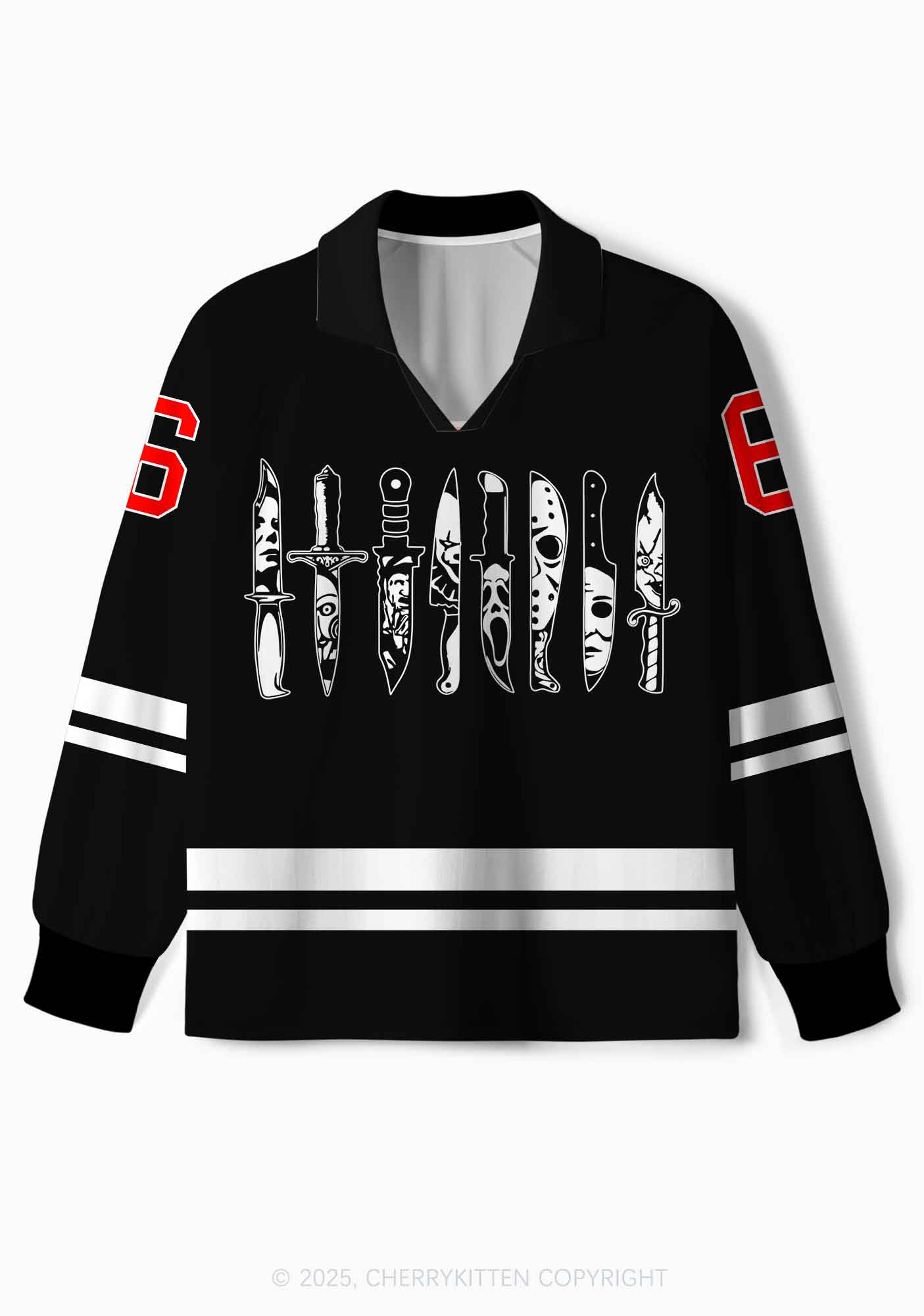 Custom Halloween Ghost Knife Y2K Long Sleeve Sport Jersey Shirts Cherrykitten