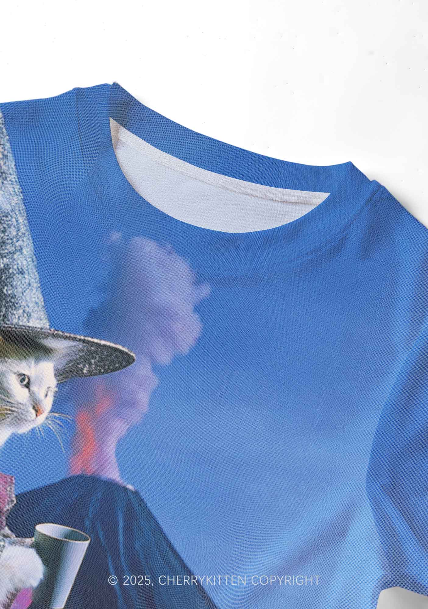 Magic Cat Y2K Mesh Crop Top Cherrykitten