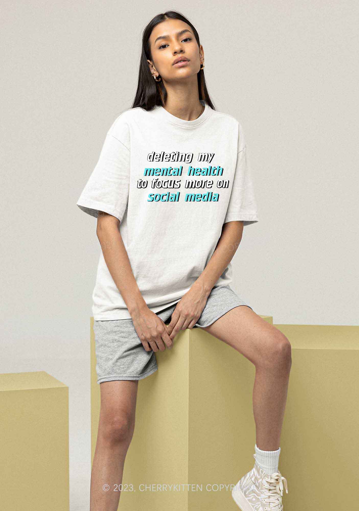 Deleting My Mental Health Y2K Chunky Shirt Cherrykitten