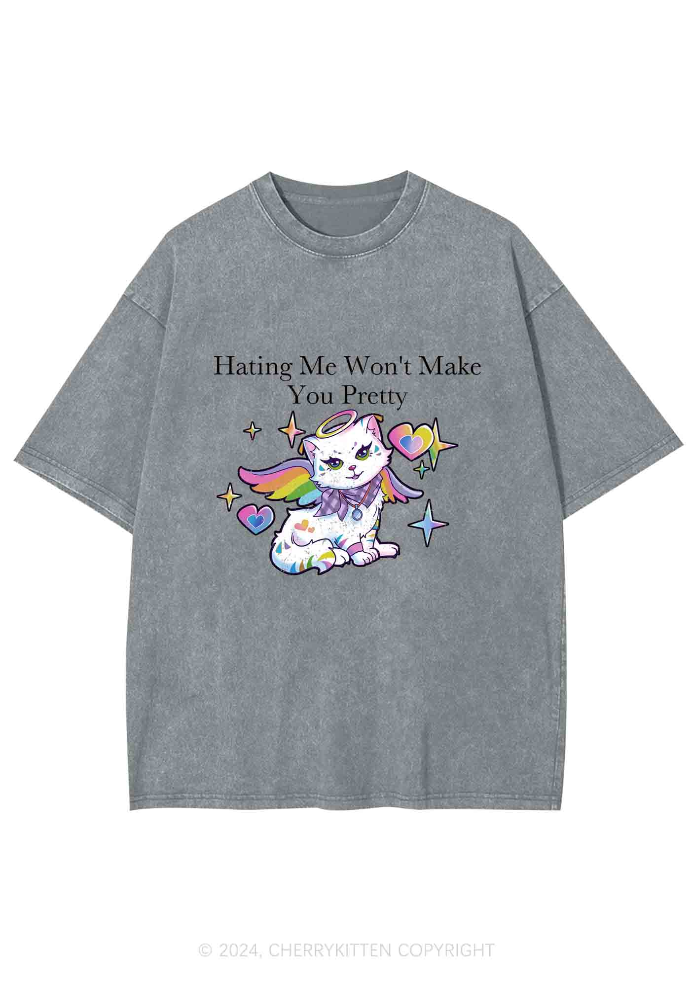 Hating Me Won't Make You Pretty Y2K Washed Tee Cherrykitten