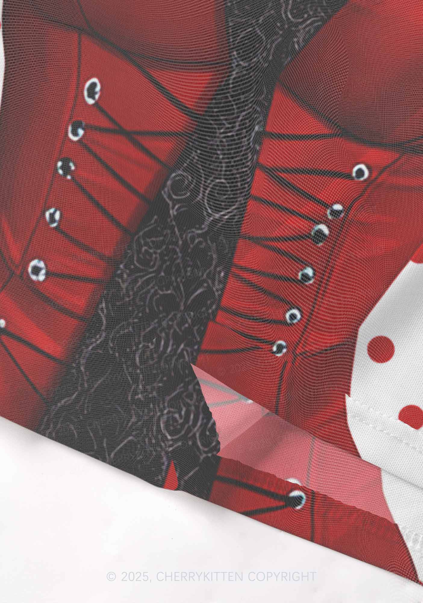 Dots Red Corset Y2K Mesh Cami Tank Cherrykitten