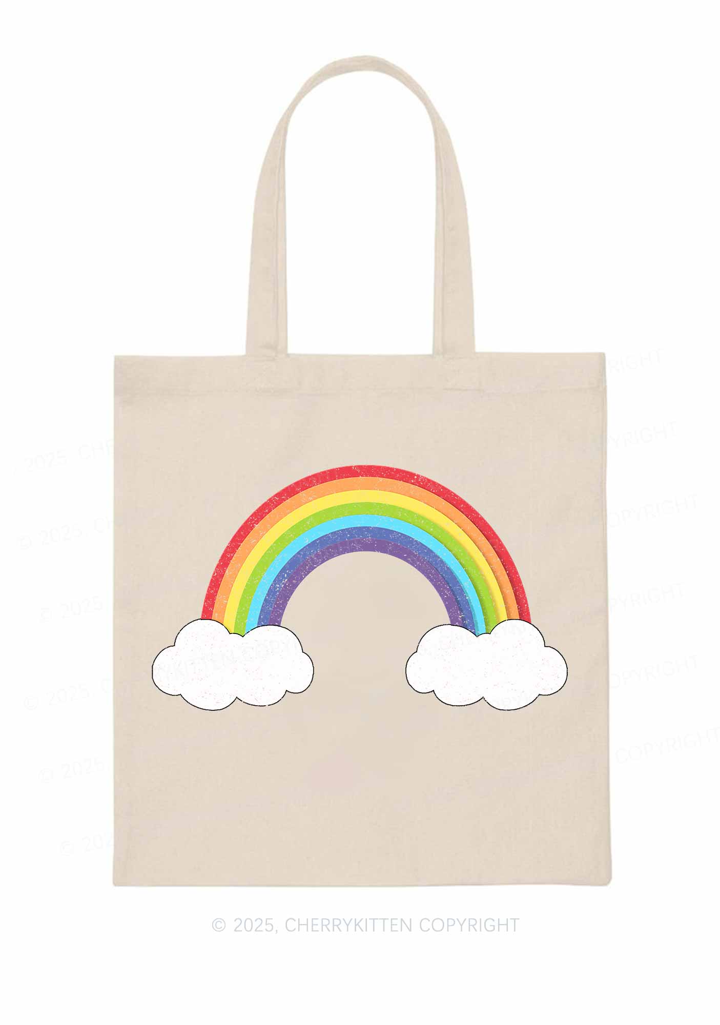 Rainbow Cloud Pride Y2K Canvas Tote Bag Cherrykitten