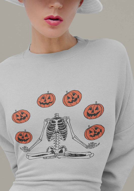 Halloween Pumpkin Head Skeleton Y2K Sweatshirt