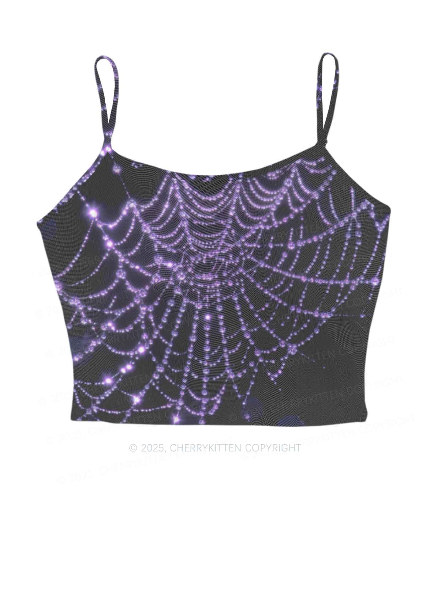 Glistening Spiderweb Y2K Mesh Cami Tank Cherrykitten