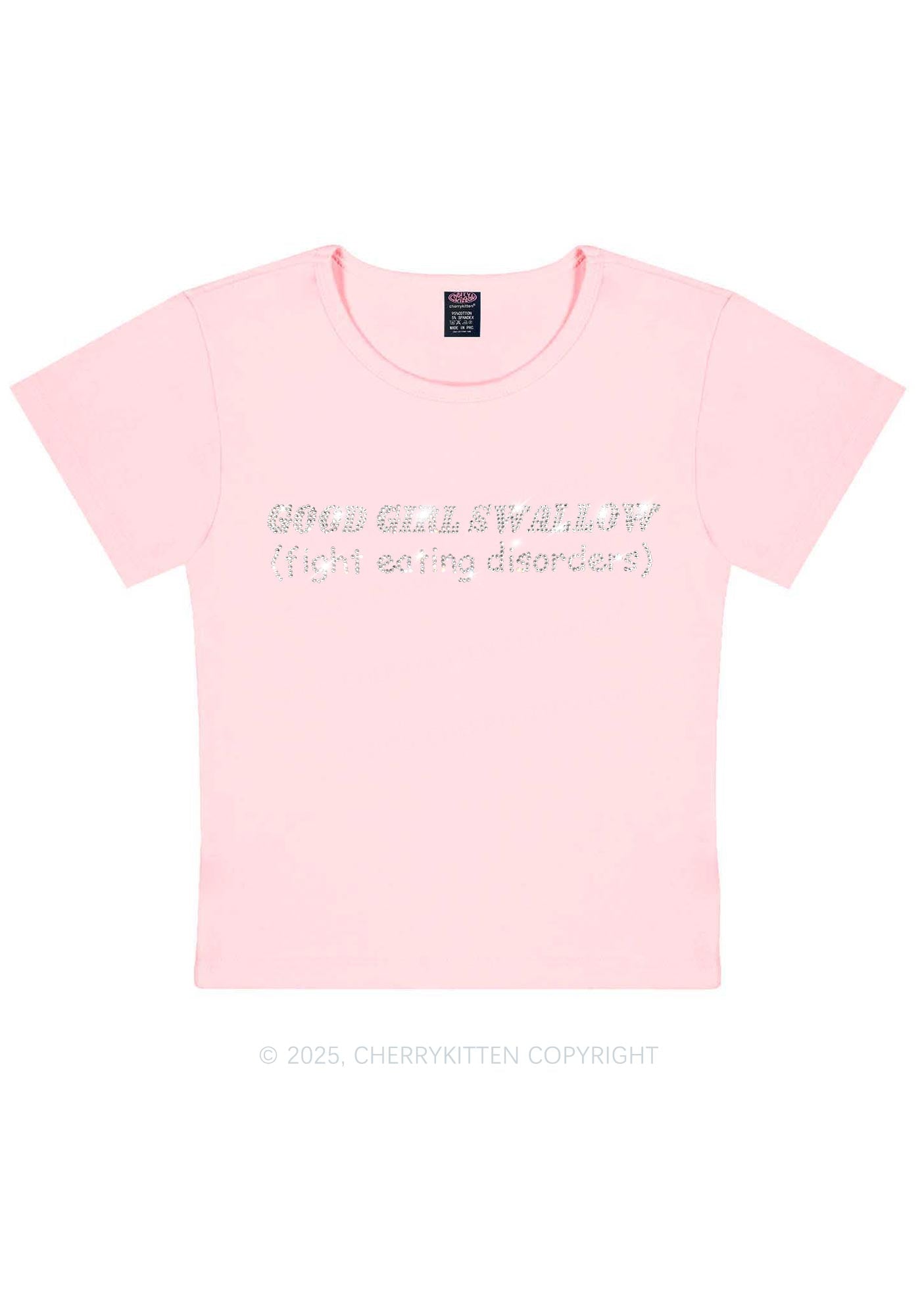 Rhinestone Good Girls Swallow Y2K Baby Tee Cherrykitten