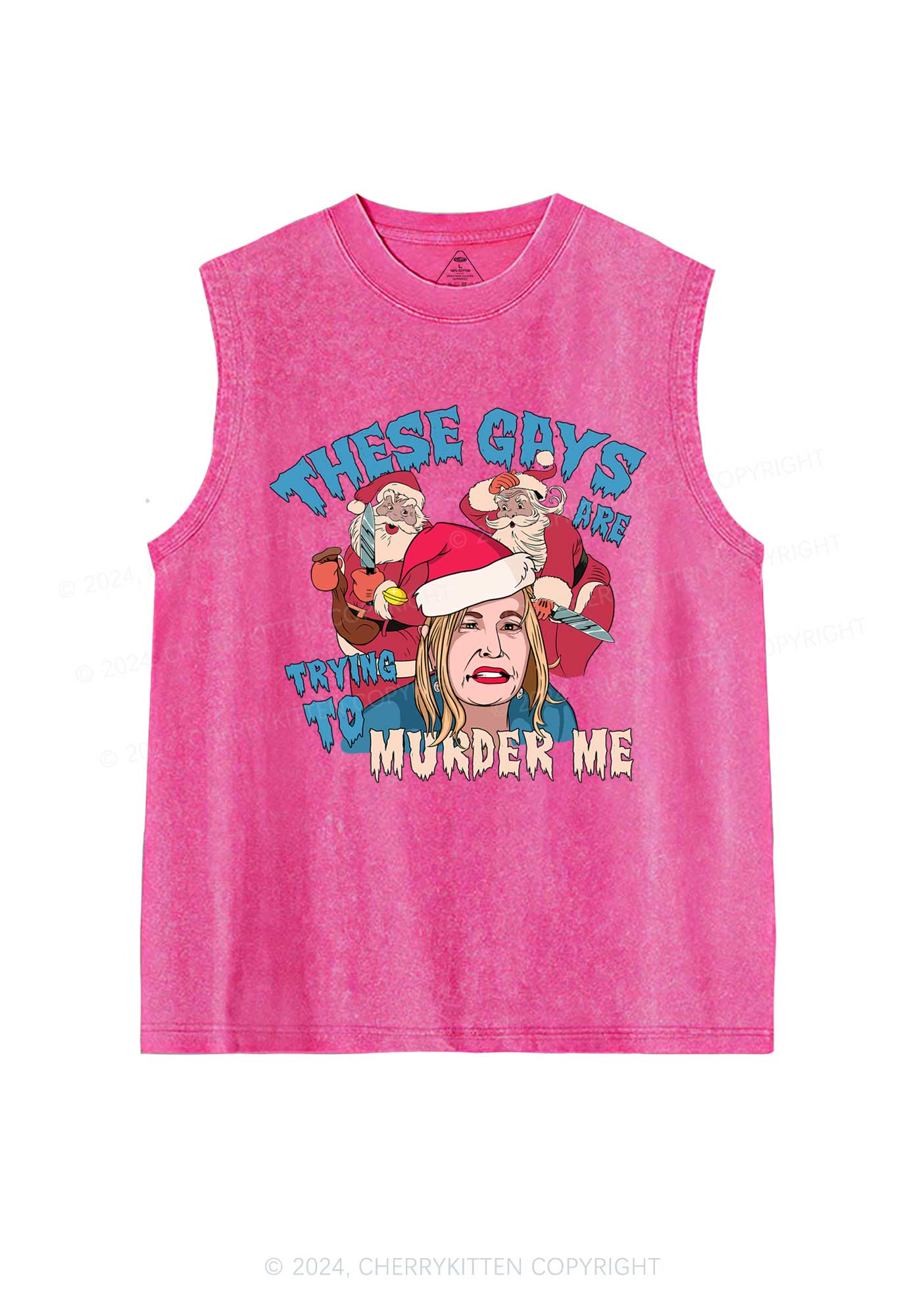 Christmas Gays Murder Me Y2K Washed Tank Cherrykitten