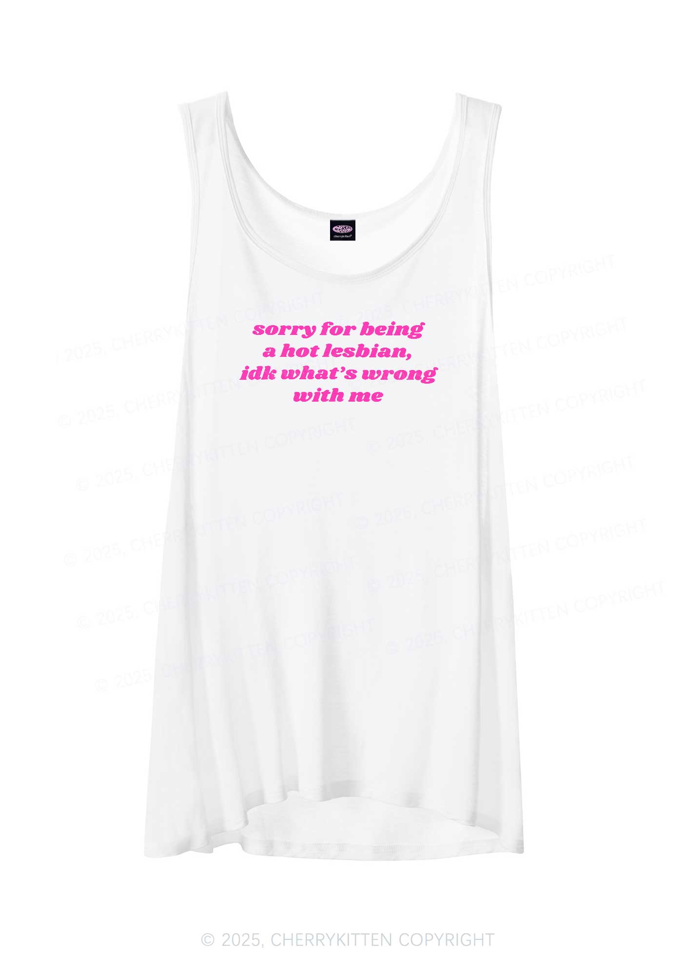 Sorry For Being Hot Lesbian Pride Y2K Sheer Boyfriend Tank Cherrykitten
